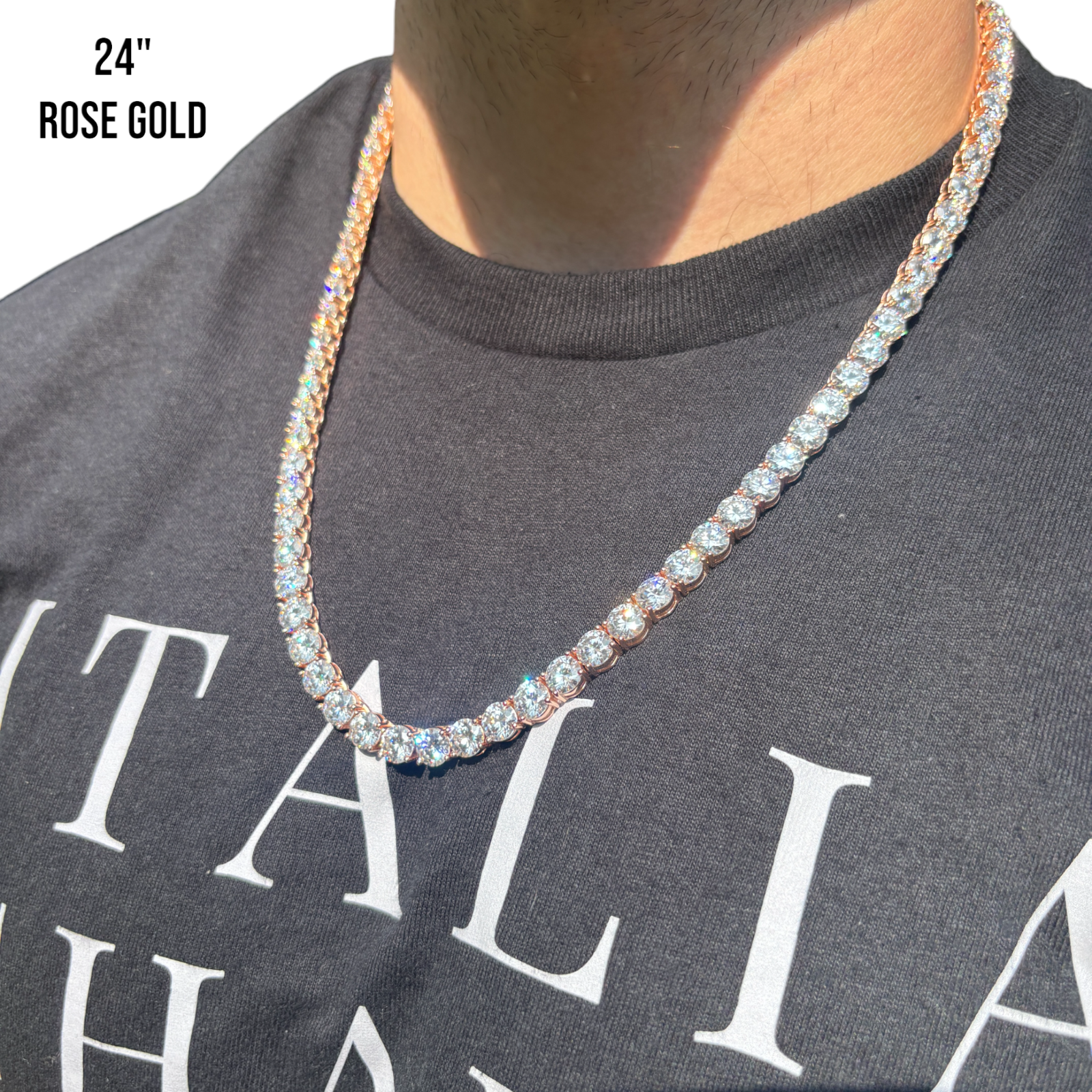 Collier chaîne tennis 7 mm en argent sterling 925 avec zircone cubique ou moissanite