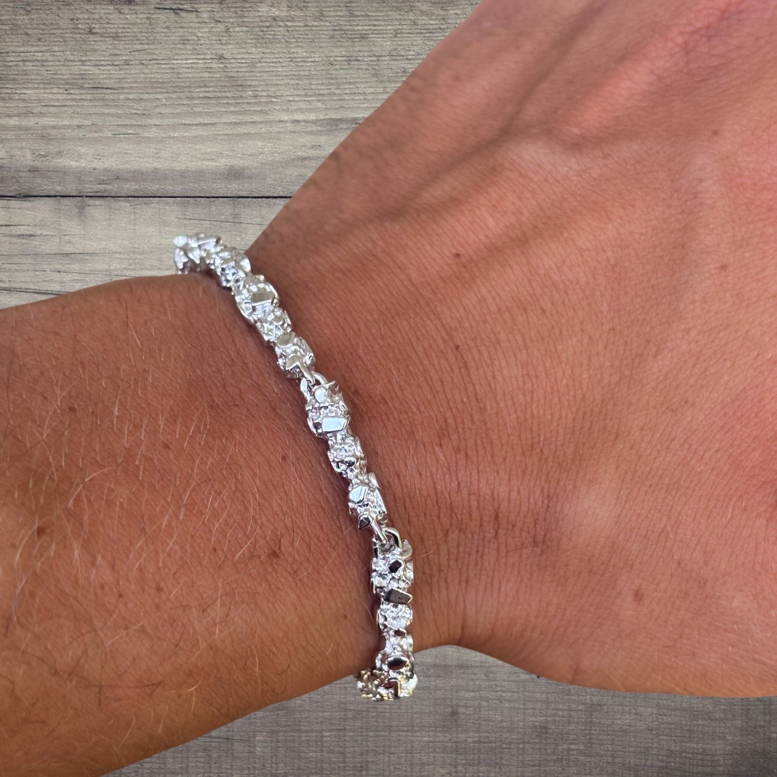 Pulsera de pepitas de plata de ley 925 de 5 mm
