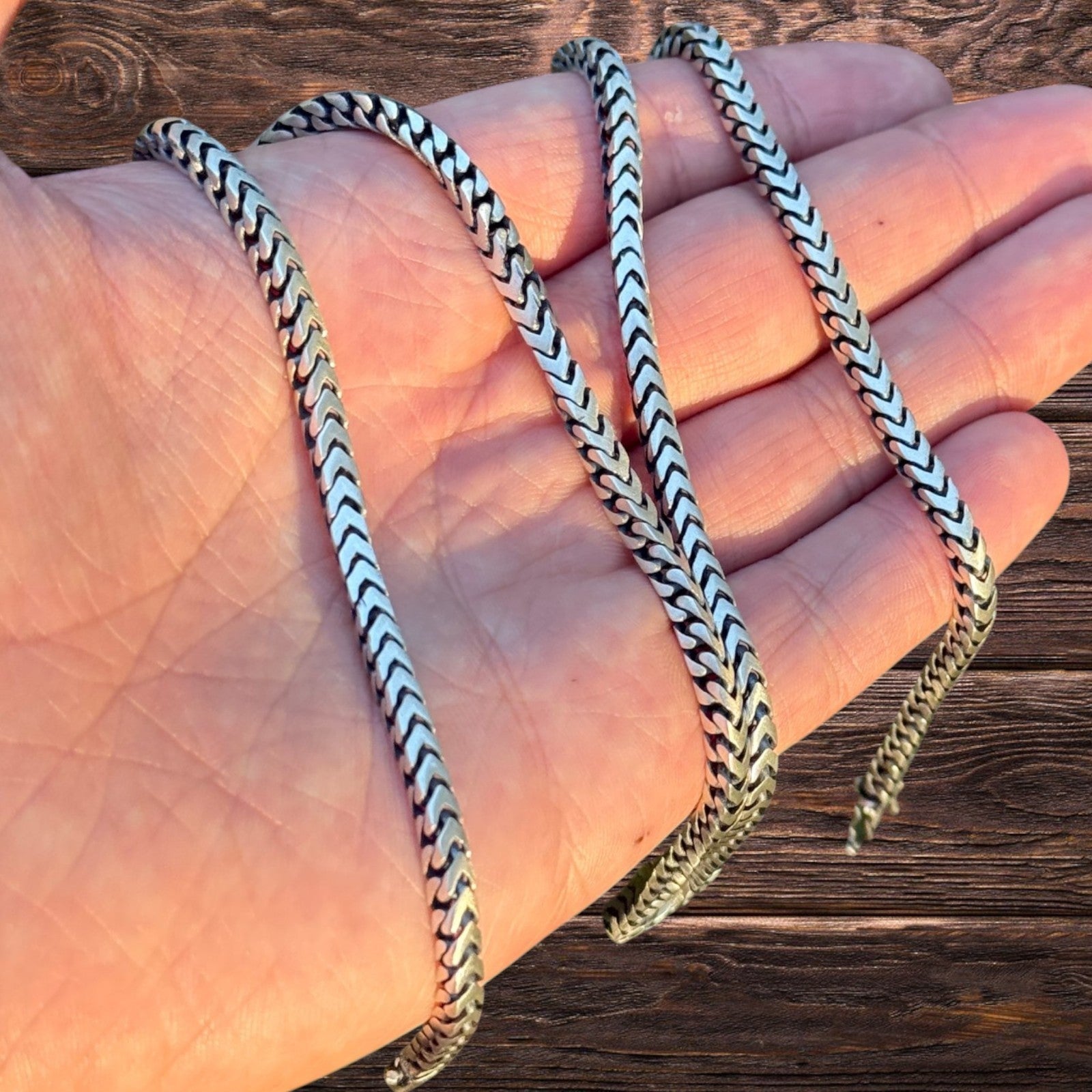 925 Sterling Silver 4mm Box Franco Chain Necklace
