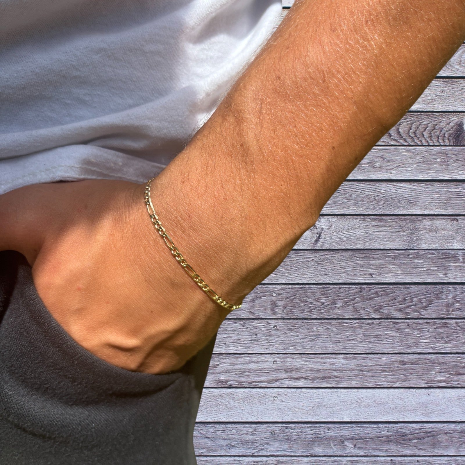 925 Sterling Silver 3mm Figaro Bracelet