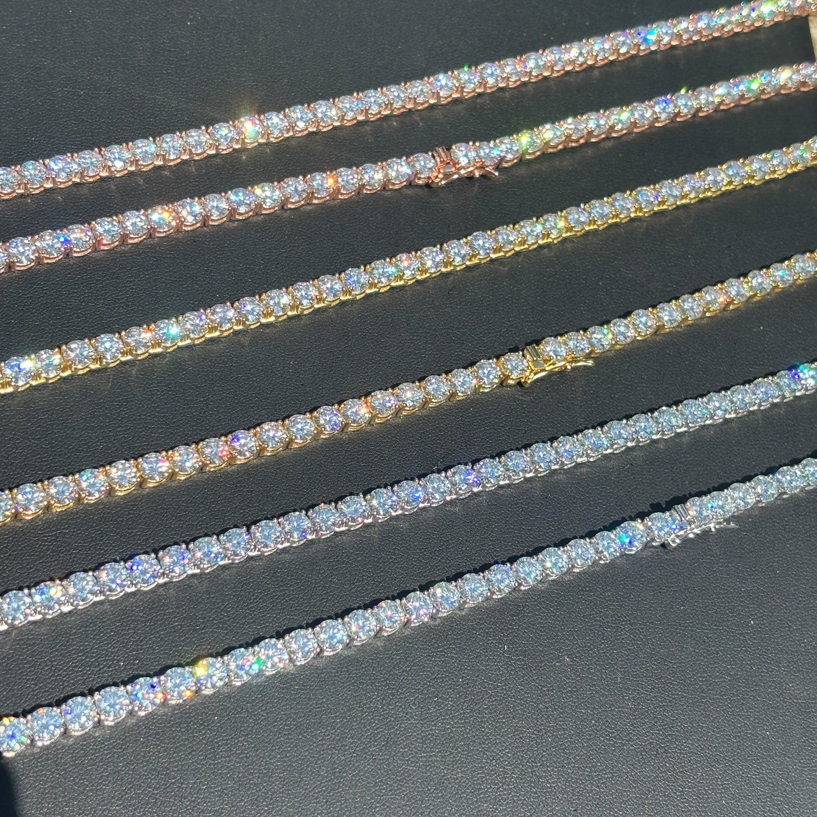 Cadena de tenis de 5 mm en plata de ley 925 con circonita cúbica o moissanita