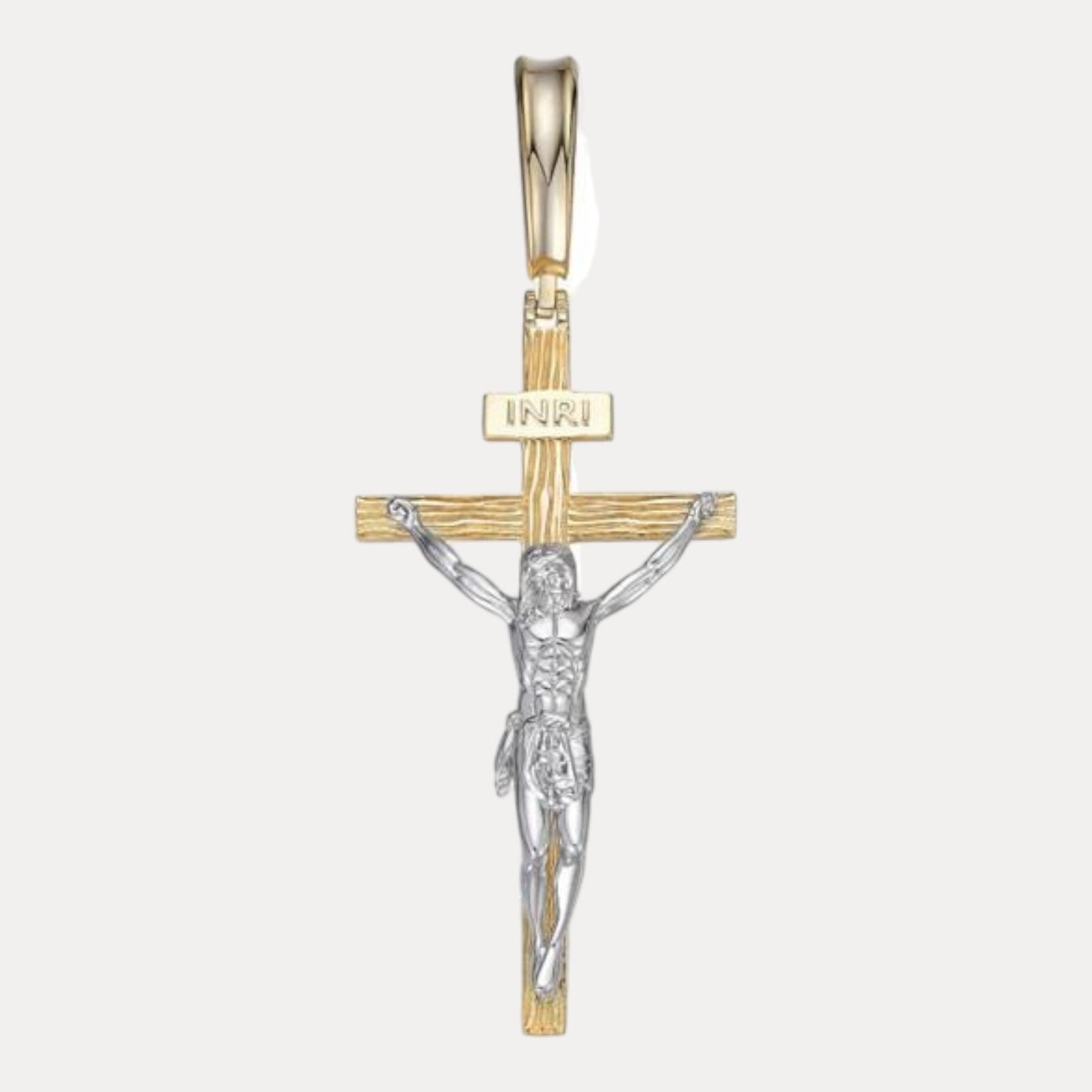 Pendentif Jésus sur croix en bois en argent sterling 925