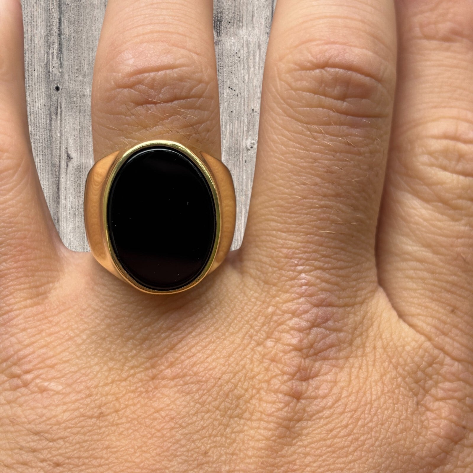 925 Sterling Silver Oval Black Onyx Ring