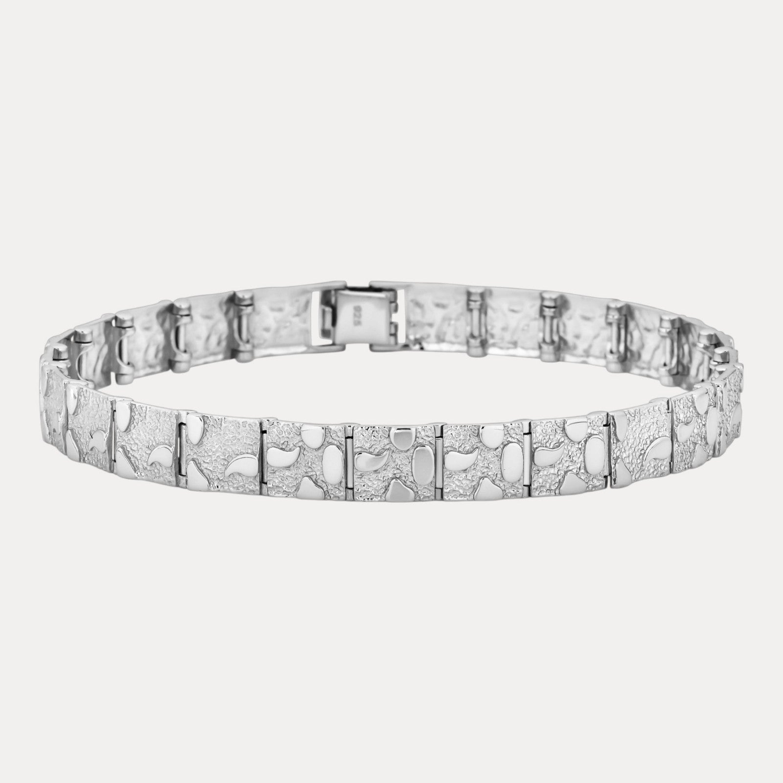 Bracelet à maillons pépites personnalisé en argent sterling 925 de 8 mm