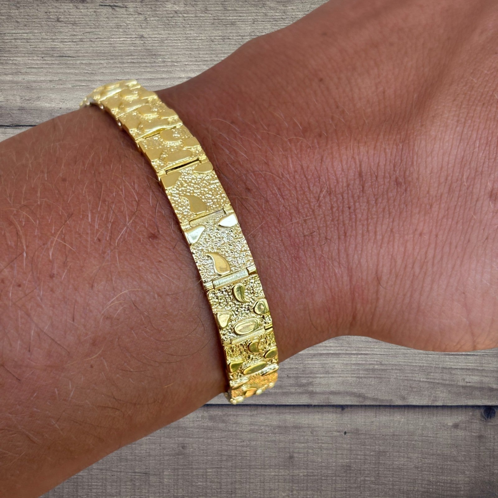 Bracelet à maillons pépites personnalisé en argent sterling 925 de 8 mm