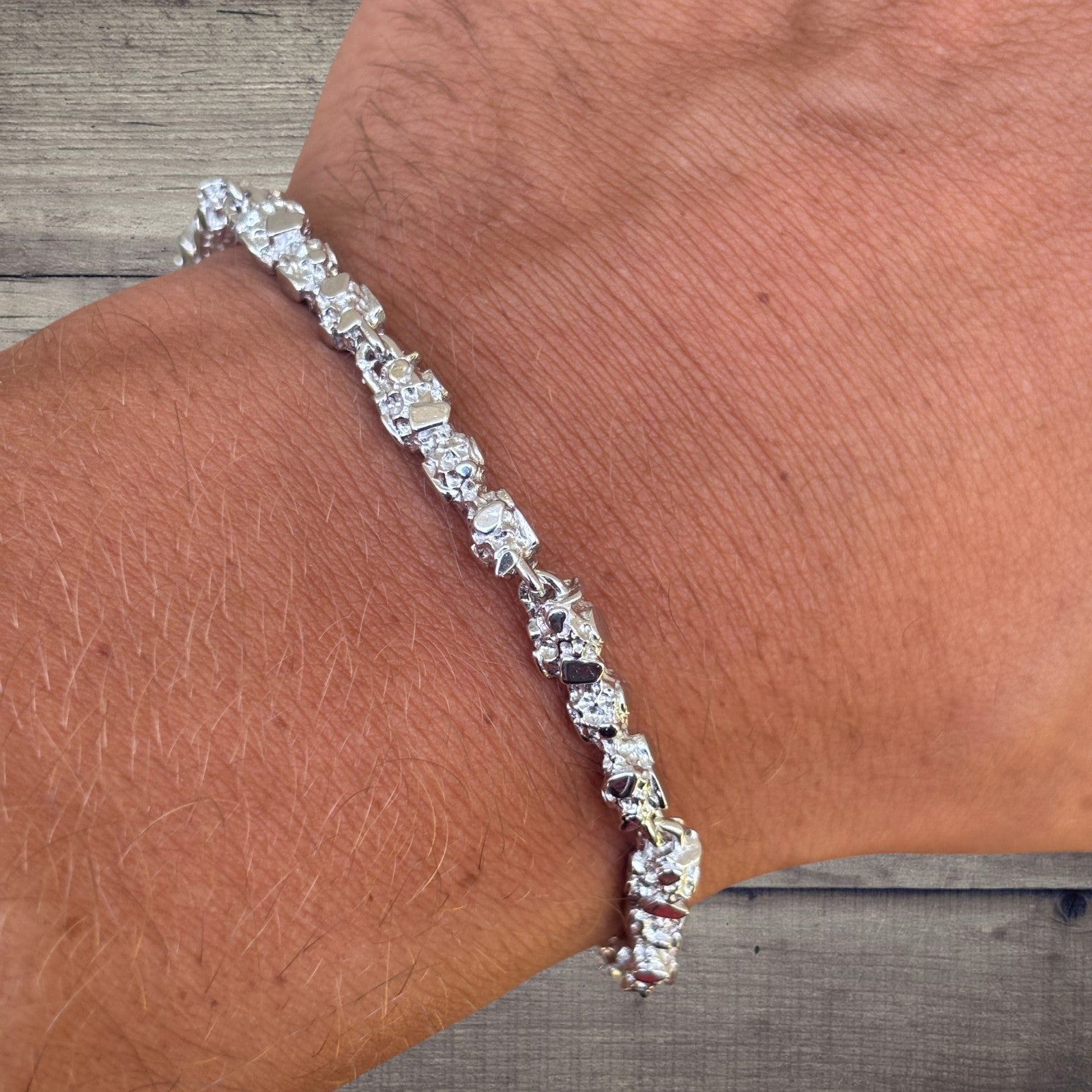 Pulsera de pepitas de plata de ley 925 de 5 mm
