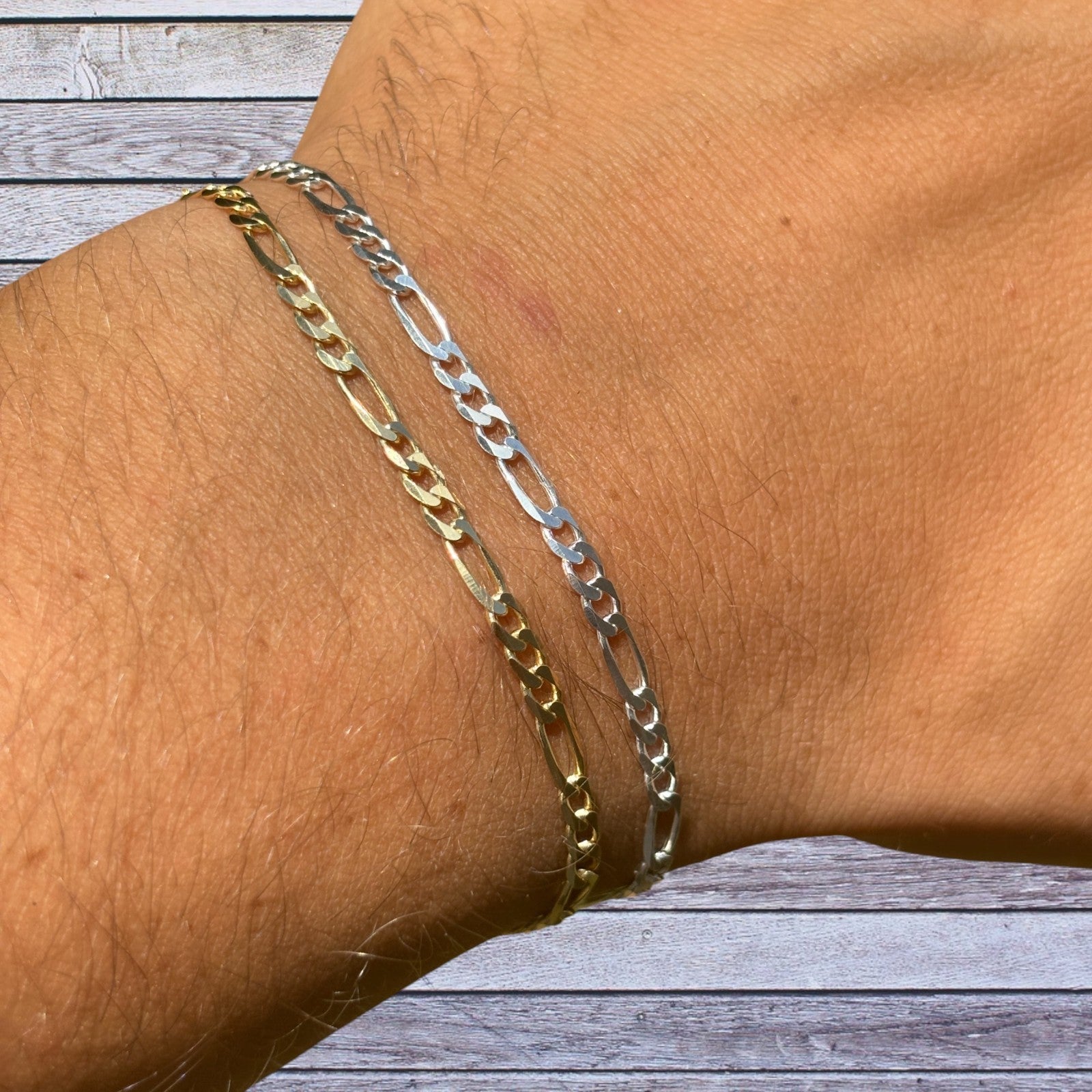 925 Sterling Silver 3mm Figaro Bracelet