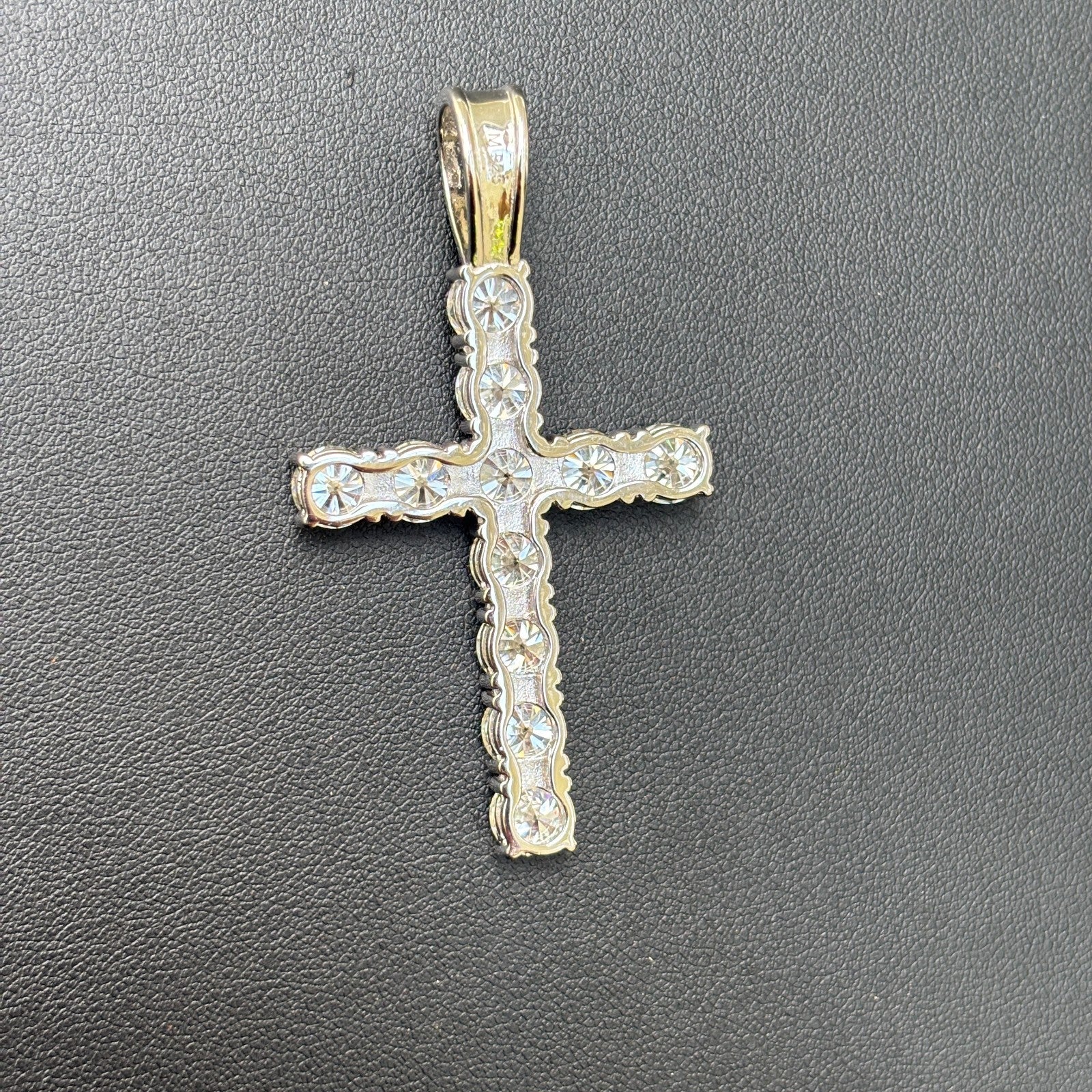 925 Sterling Silver Small Tennis Cross Pendant With Moissanite - X-Large