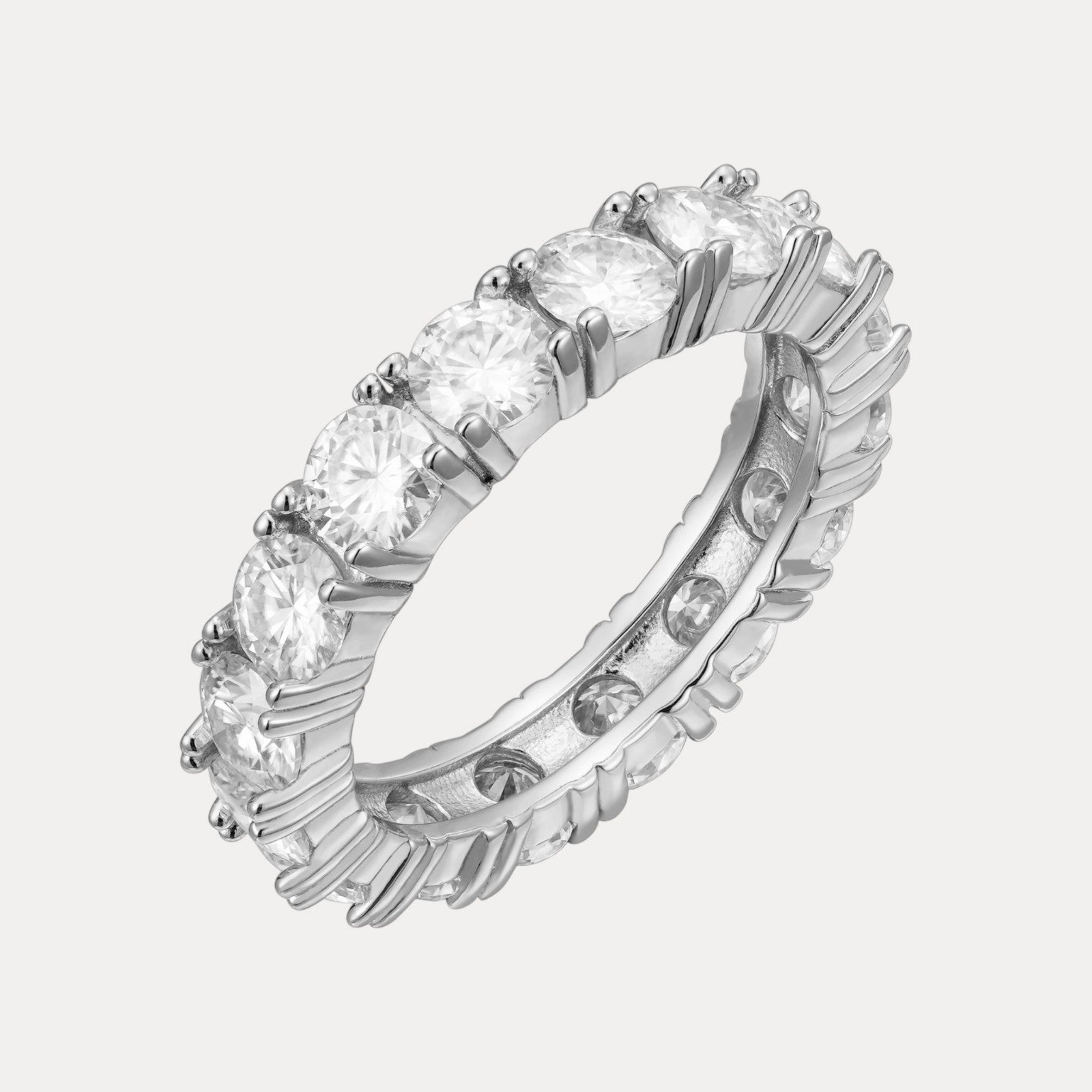 EAMTI Fede nuziale da donna in argento Sterling 925 con zirconia cubica intrecciata, mezza eternity, Metallo, Zirconia cubica EAMTI Fede nuziale da donna in argento Sterling 925 con zirconia cubica intrecciata, mezza eternity, Metallo, Zirconia cubica