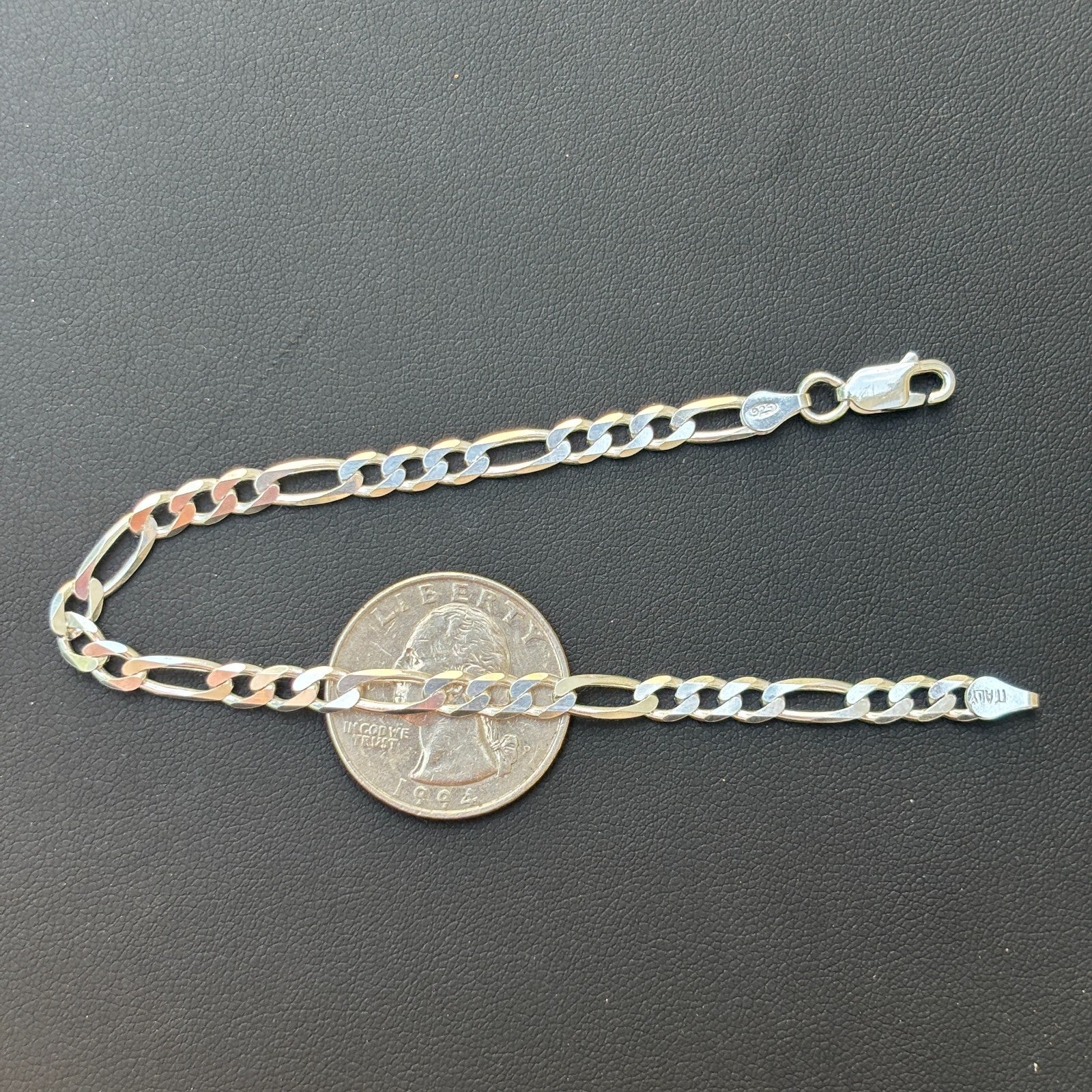 925 Sterling Silver 5mm Figaro Bracelet
