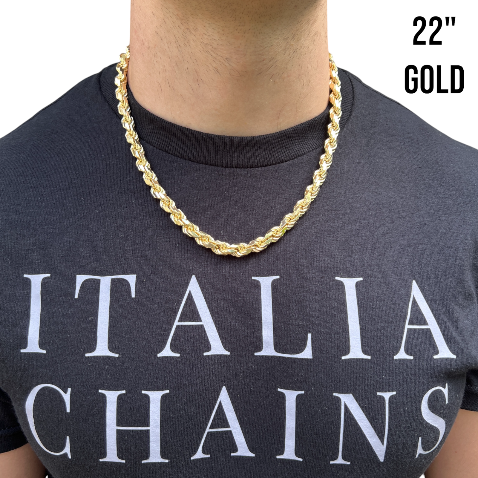 Collier en argent sterling 925 avec chaîne en corde taillée en diamant de 8 mm