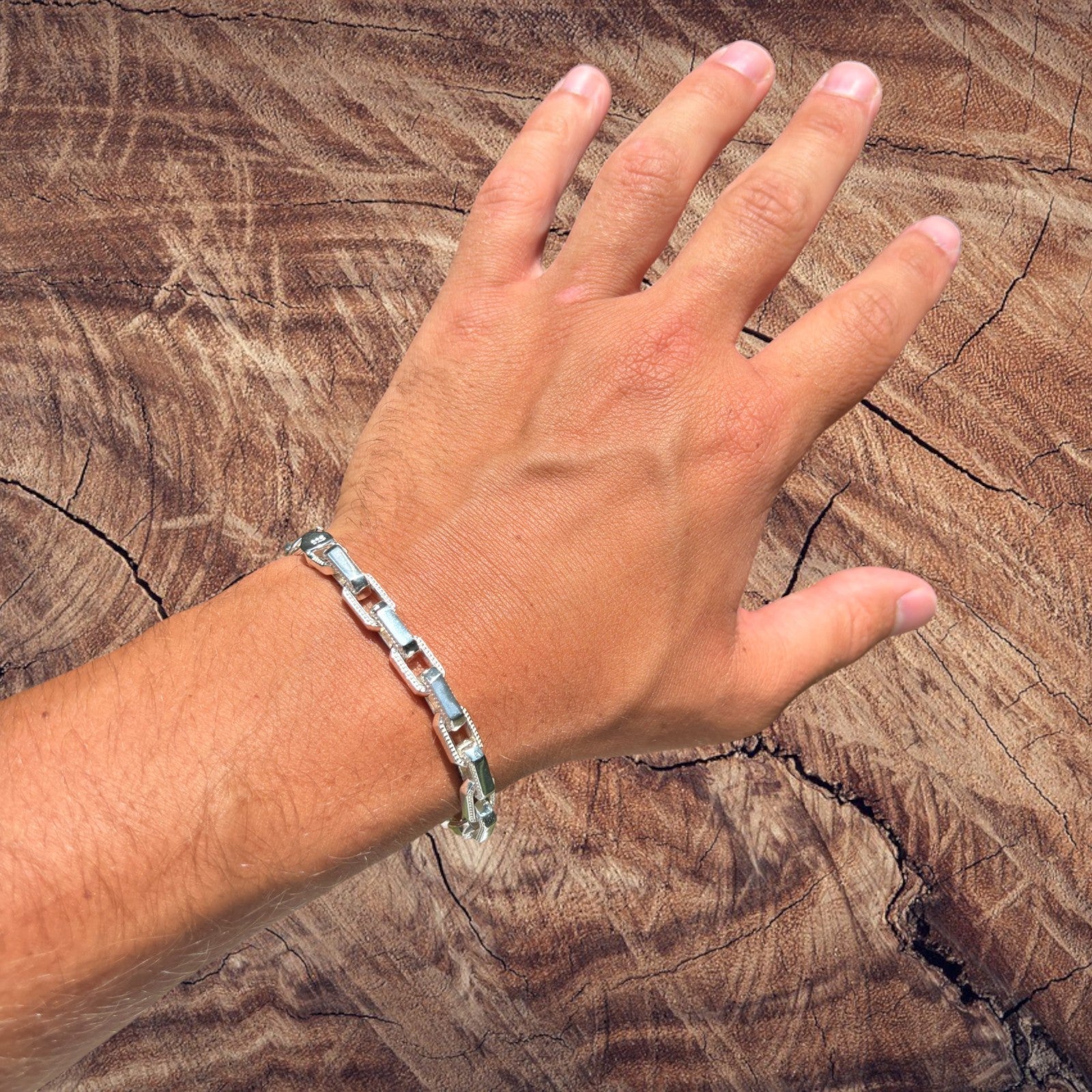 Bracelet Hermès fantaisie en argent sterling 925 de 7 mm
