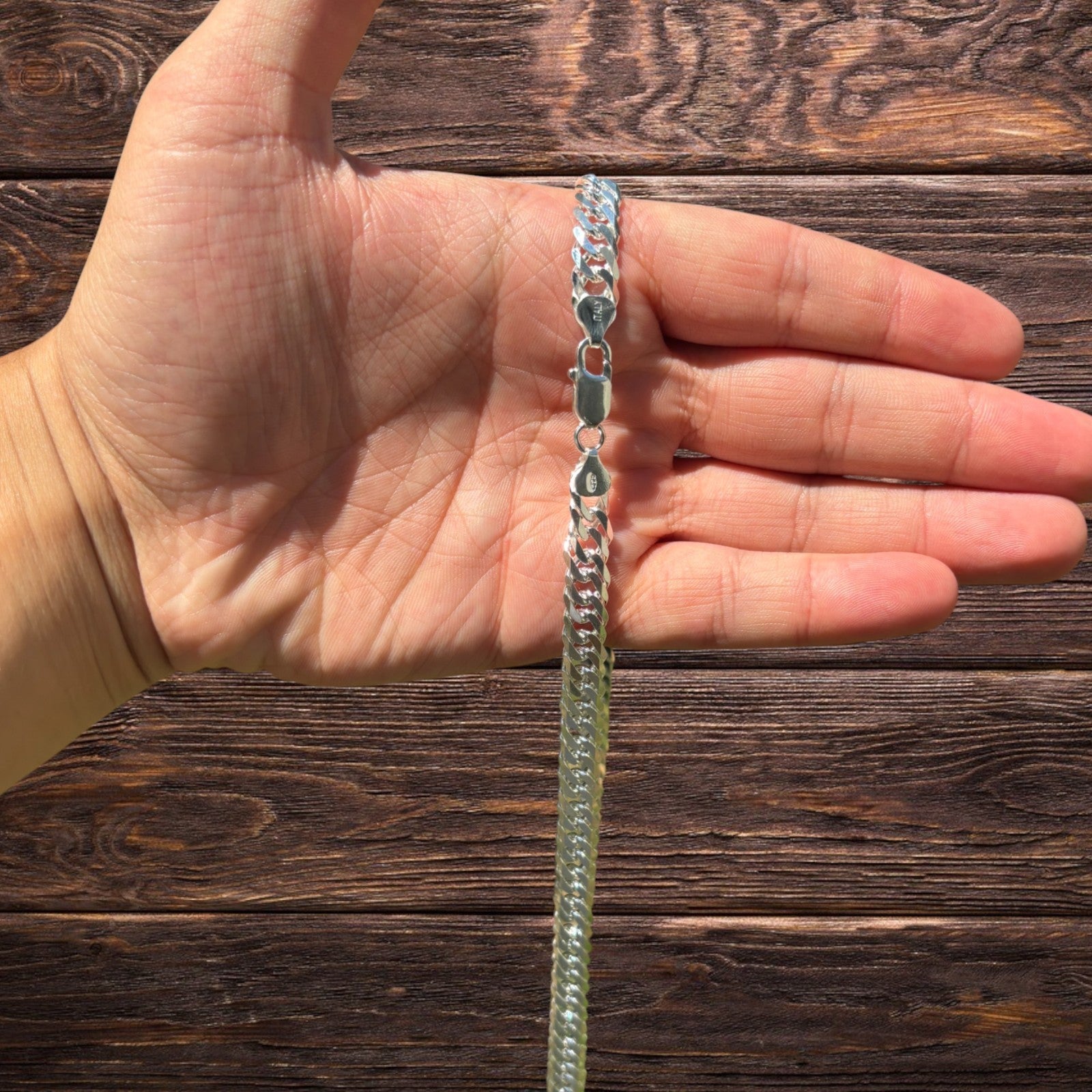 Collier à double chaîne gourmette de 8 mm en argent sterling 925