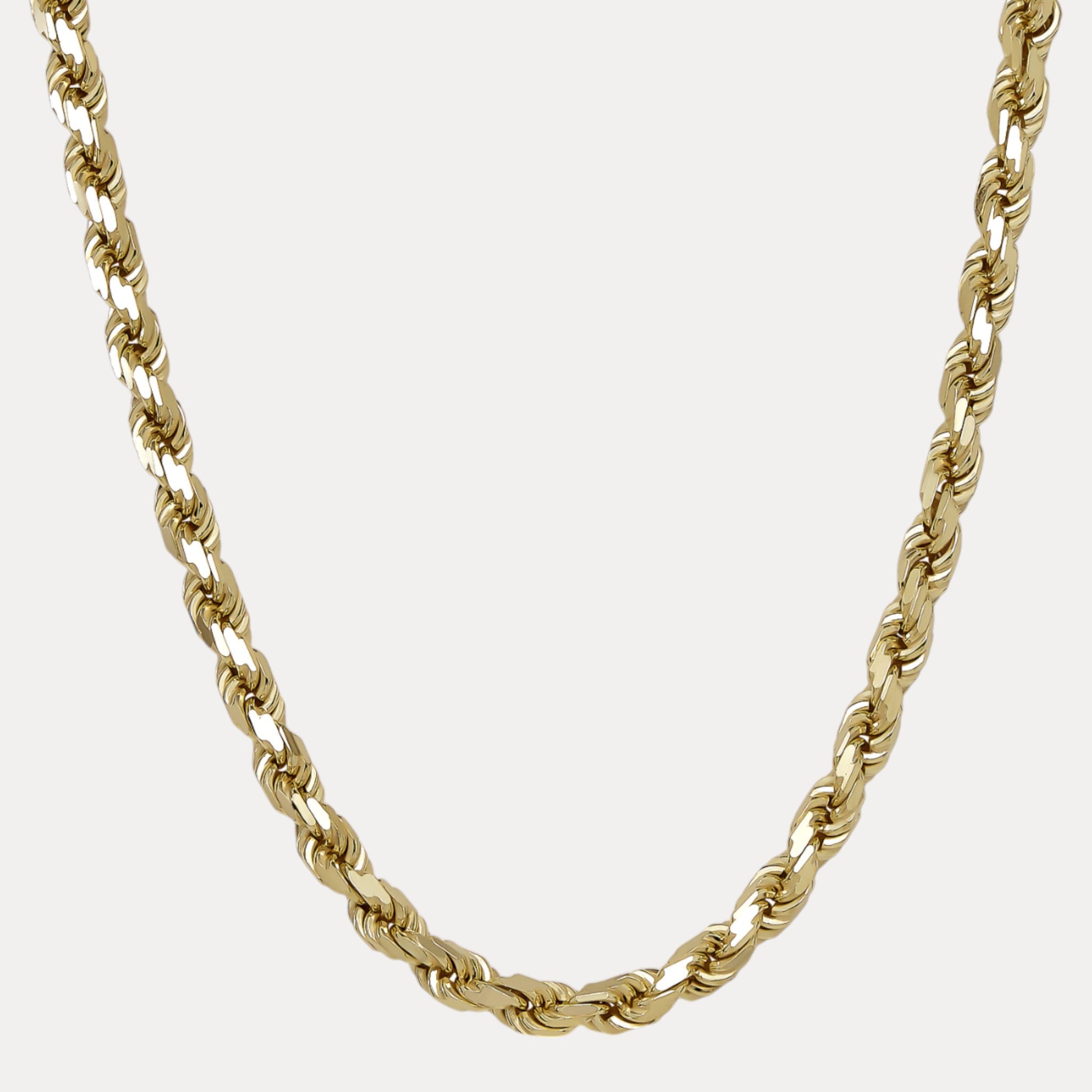Collier en argent sterling 925 avec chaîne en corde taillée en diamant de 8 mm