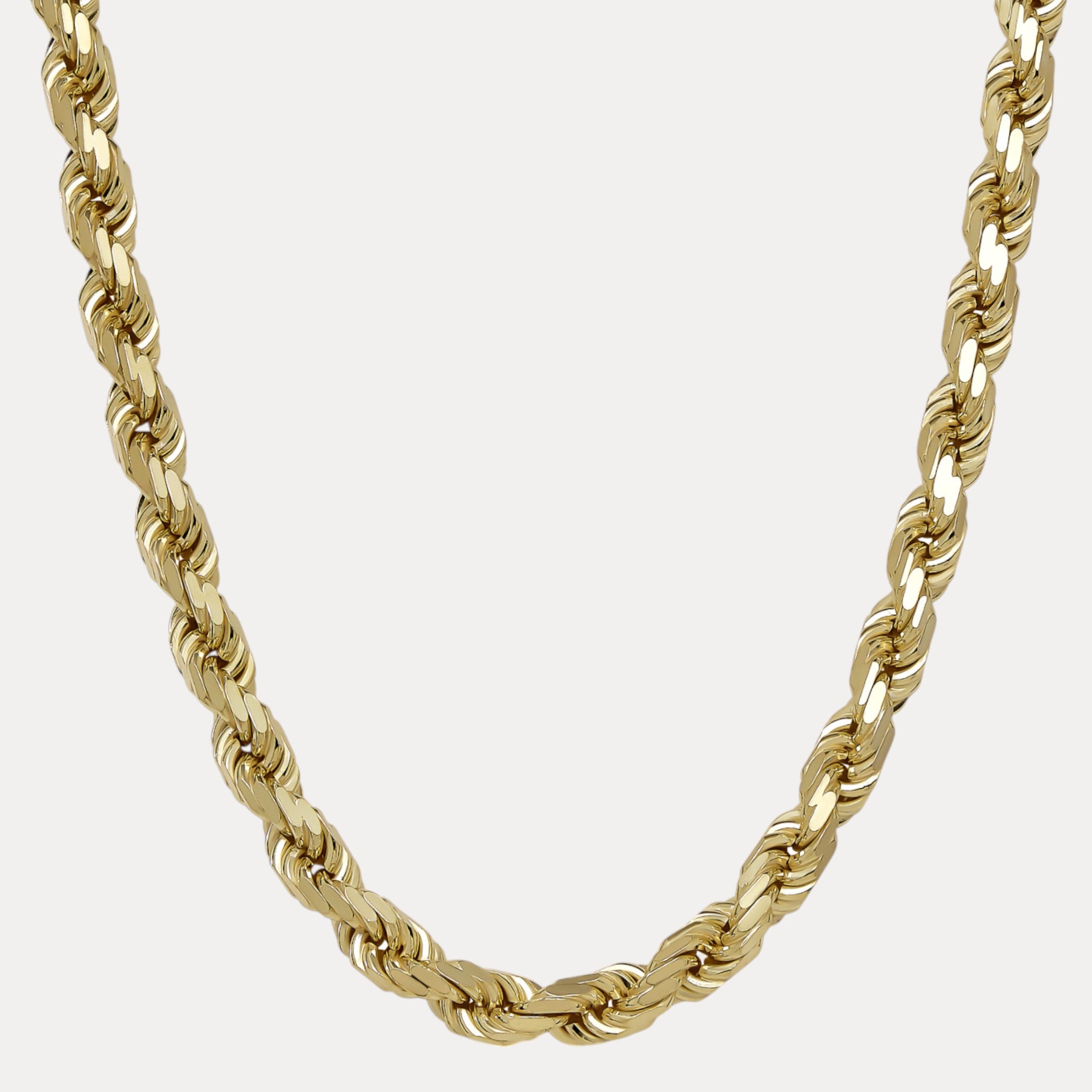 Collar de cadena de cuerda de 11 mm con corte de diamante en plata de ley 925