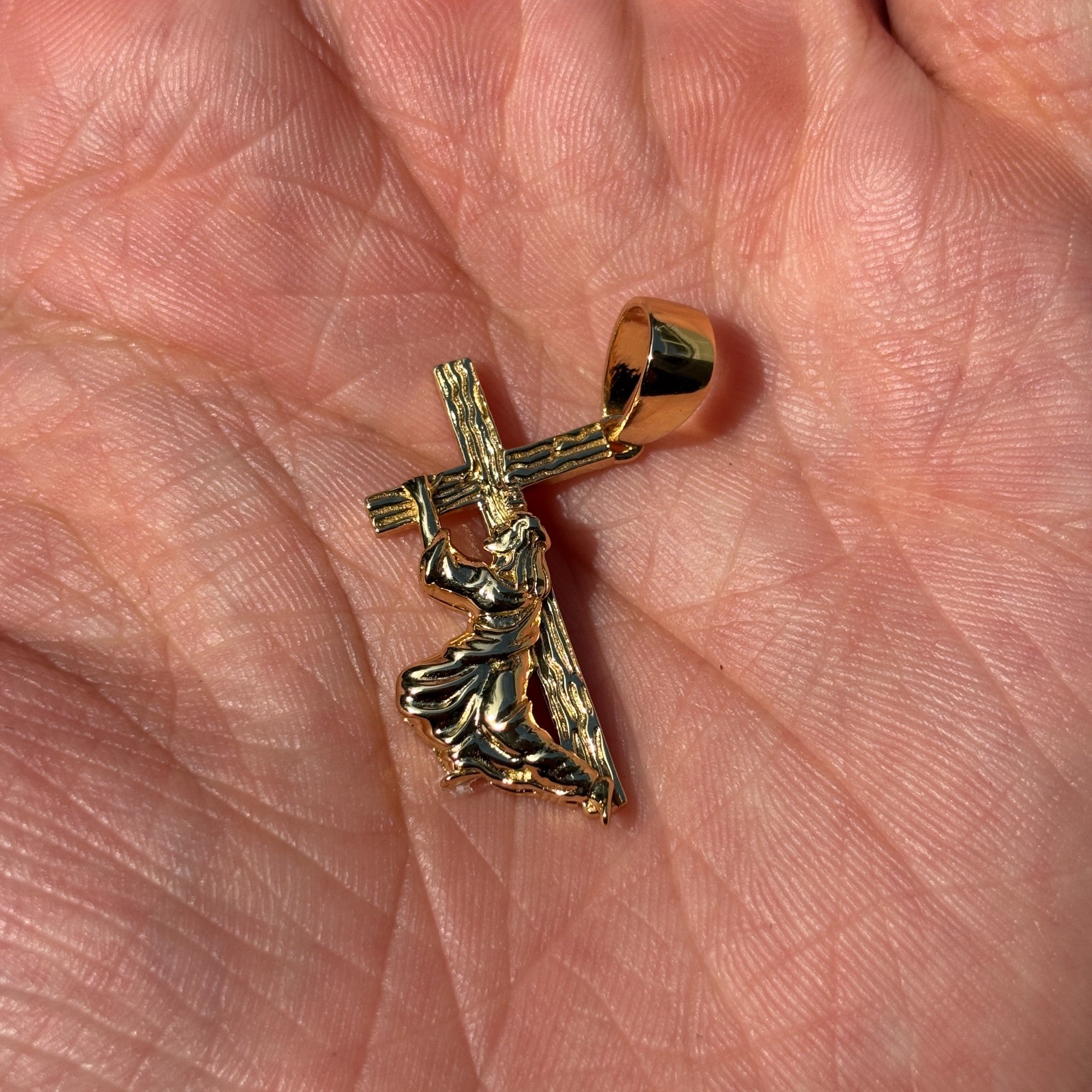 Pendentif Jésus portant une croix en argent sterling 925 - Petit