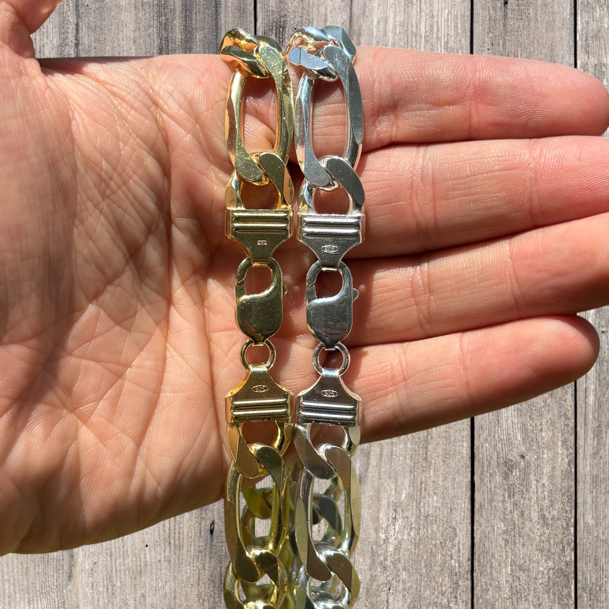 925 Sterling Silver 13mm Figaro Chain Necklace
