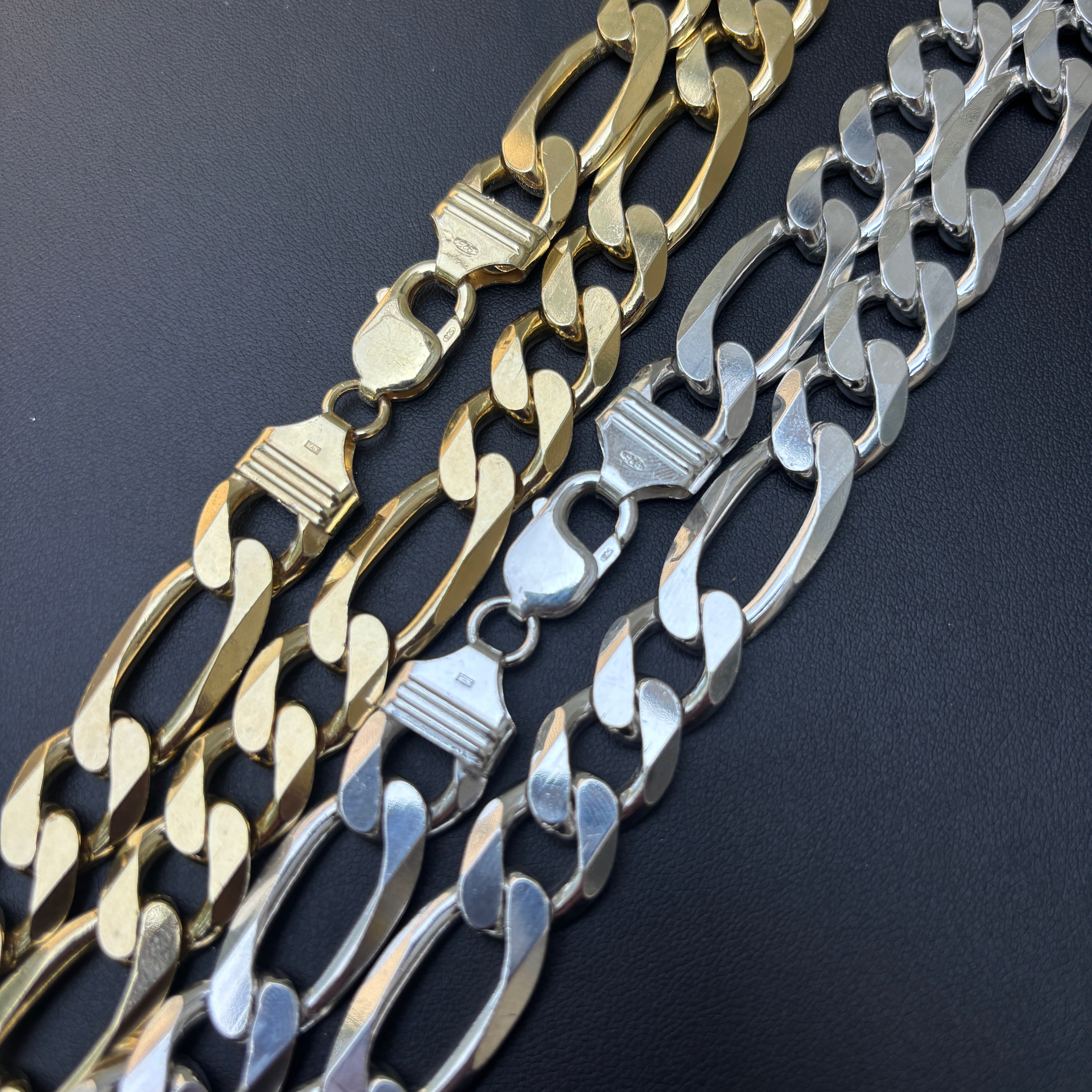 925 Sterling Silver 13mm Figaro Chain Necklace