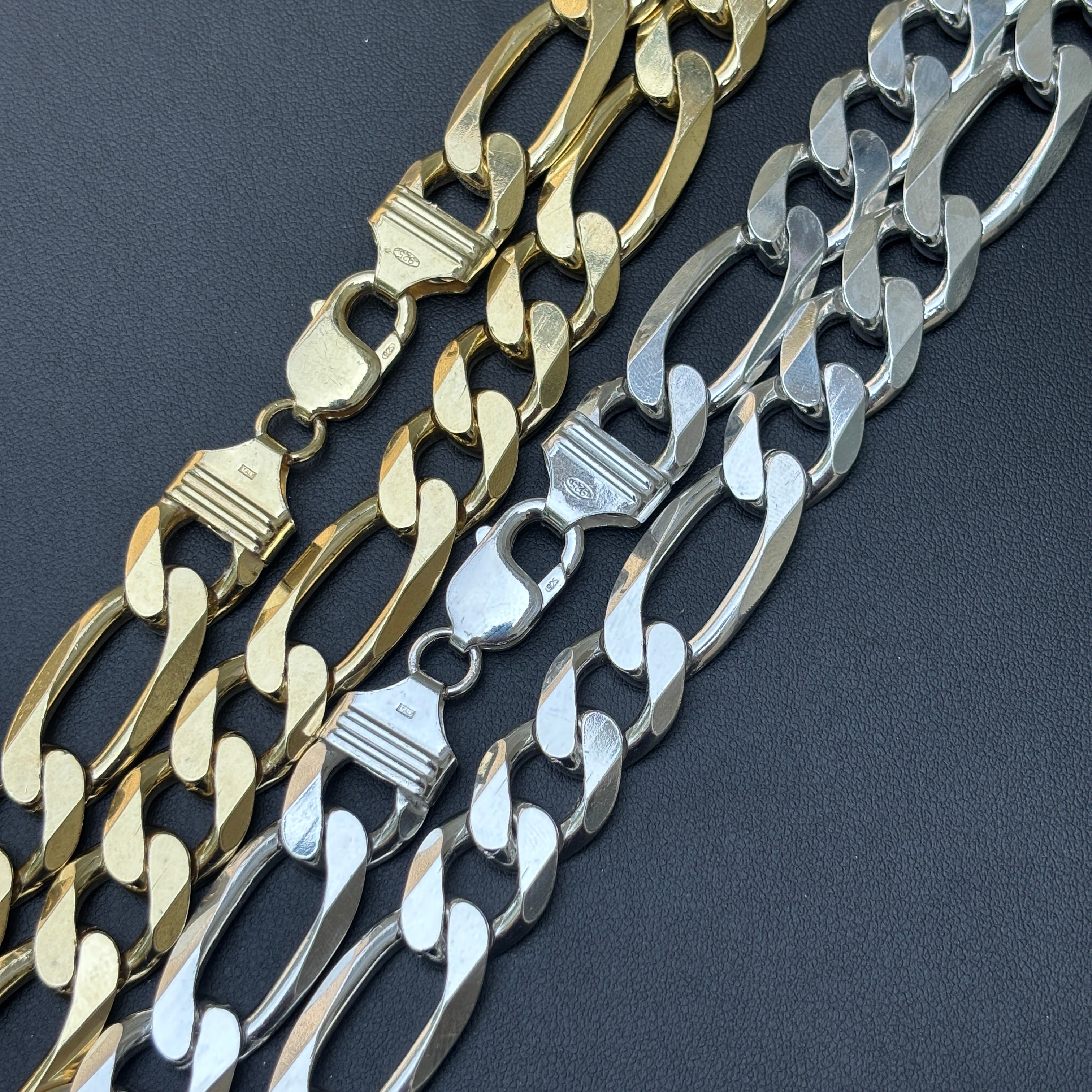 925 Sterling Silver 13mm Figaro Chain Necklace
