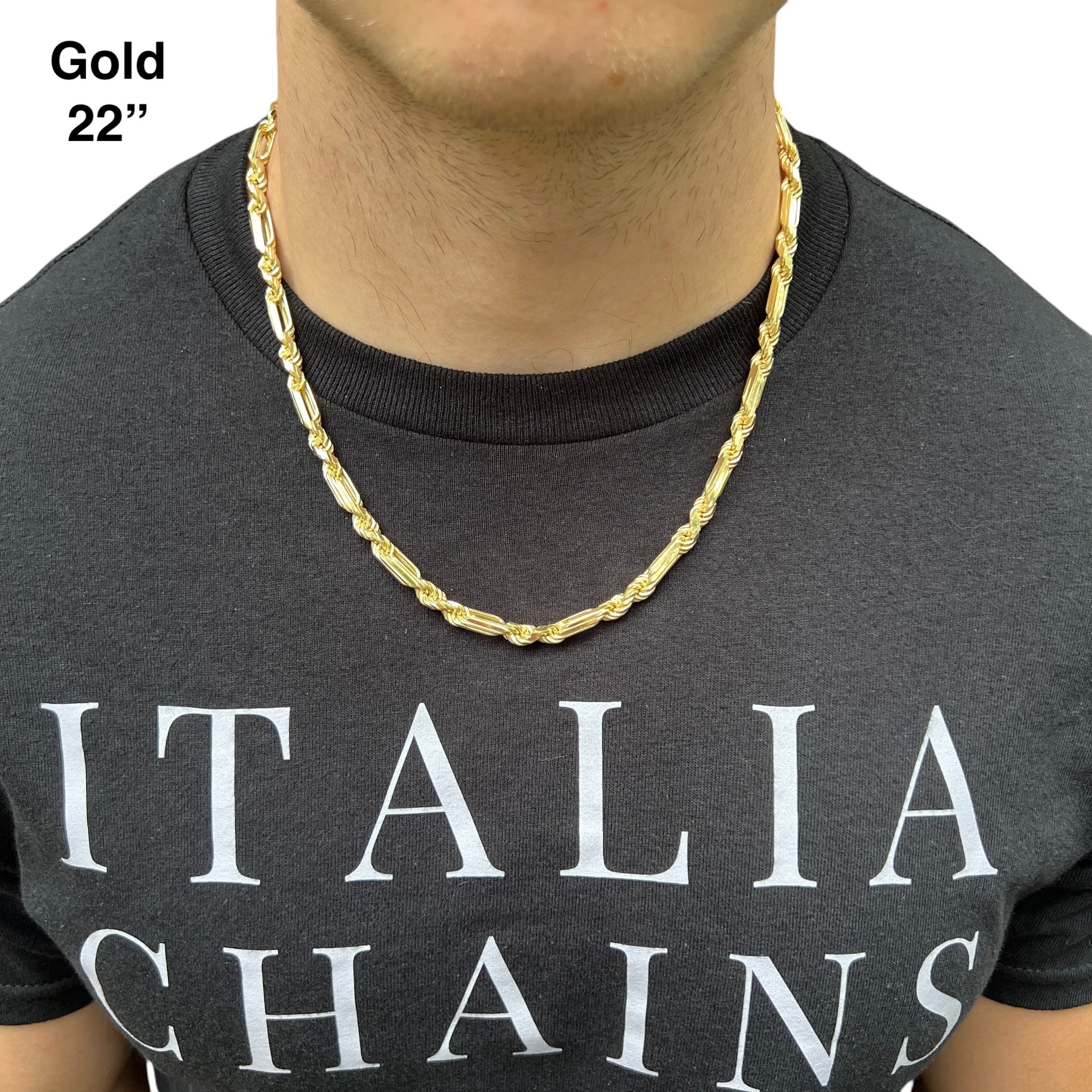 Collier en argent sterling 925 avec chaîne Milano Figarope de 6 mm