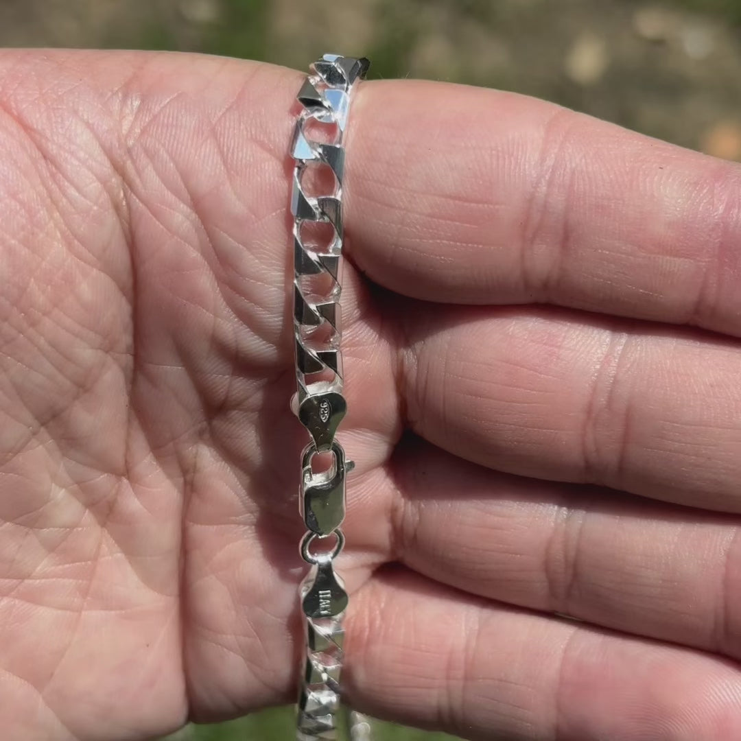 Collier en argent sterling 925 avec chaîne gourmette carrée de 6 mm