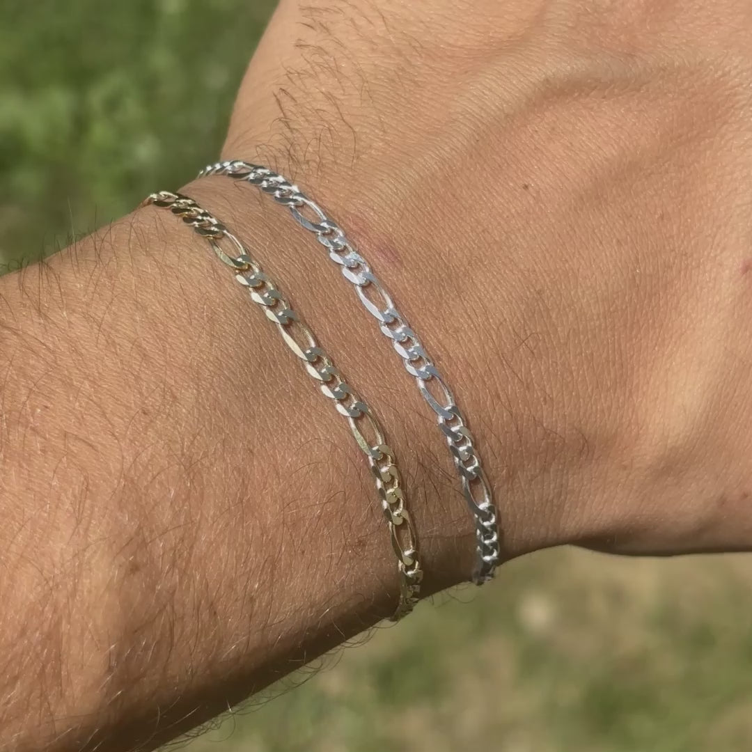 925 Sterling Silver 3.5mm Figaro Bracelet