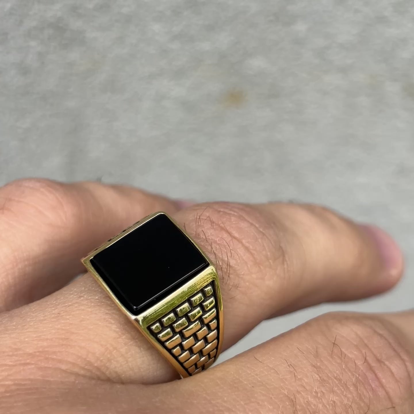925 Sterling Silver Rectangular Black Onyx Ring