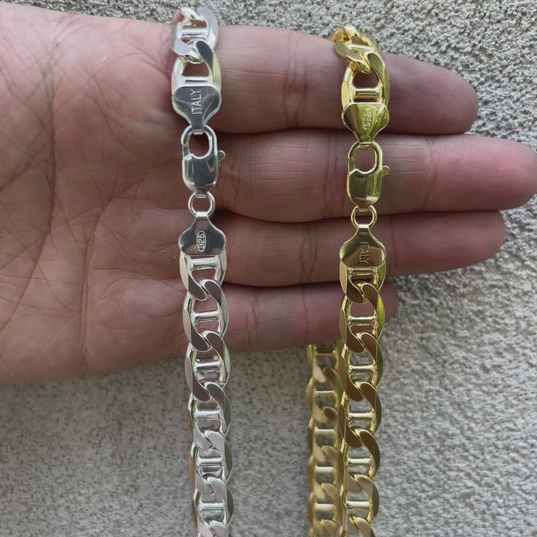 Load video: Handmade Italian 10mm mariner link chain. Nice solid heavy mens chain.