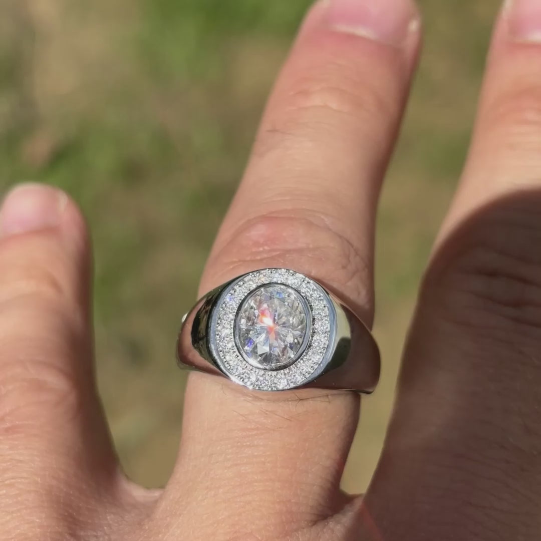 925 Sterling Silver Oval Cut Ring With Moissanite
