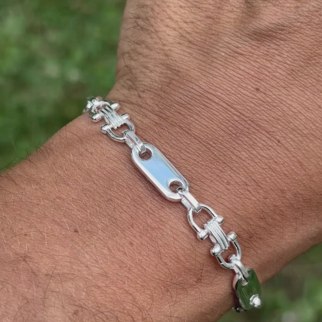 Bracelet à maillons Ferragamo personnalisé en argent sterling 925 de 7,5 mm