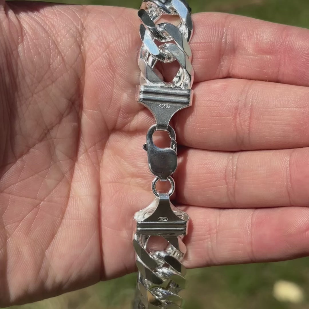 925 Sterling Silver 16mm Double Curb Chain Necklace