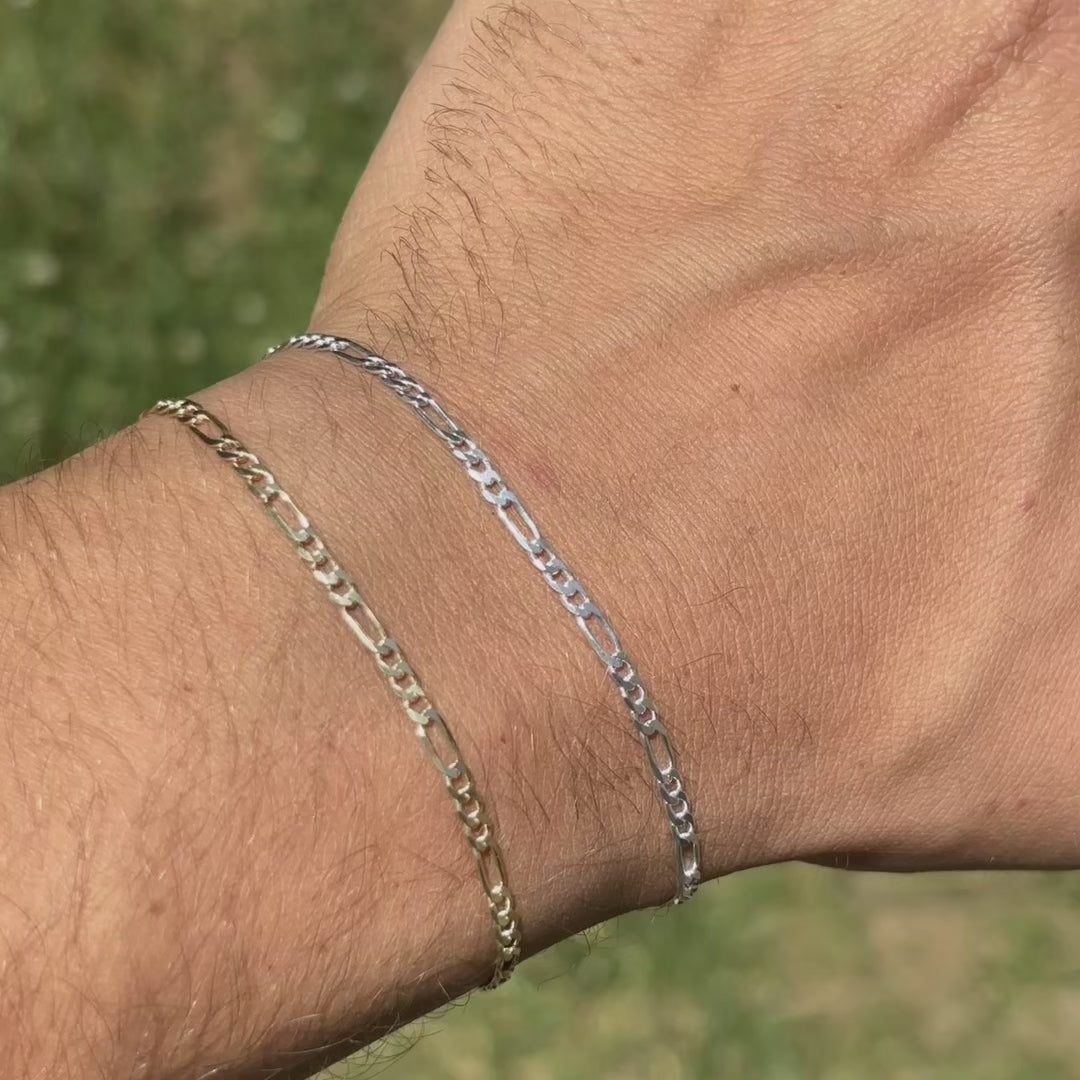 925 Sterling Silver 2.5mm Figaro Bracelet