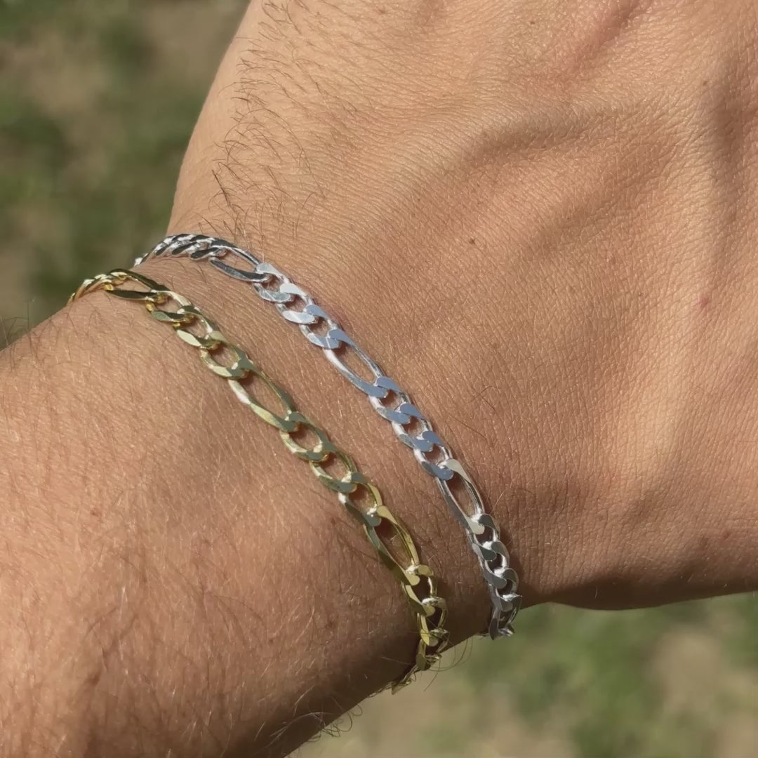 925 Sterling Silver 5mm Figaro Bracelet