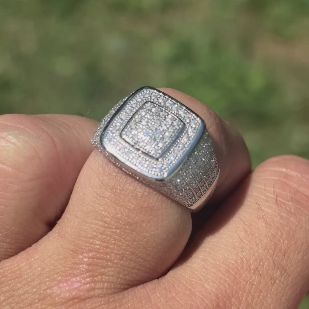 925 Sterling Silver Moissanite Square Ring