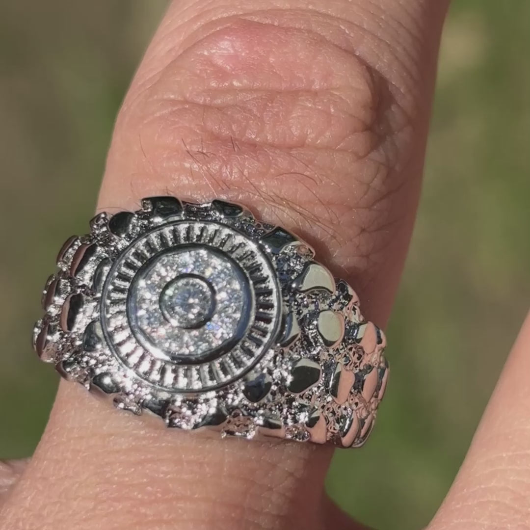 925 Sterling Silver Nugget Ring With Moissanite
