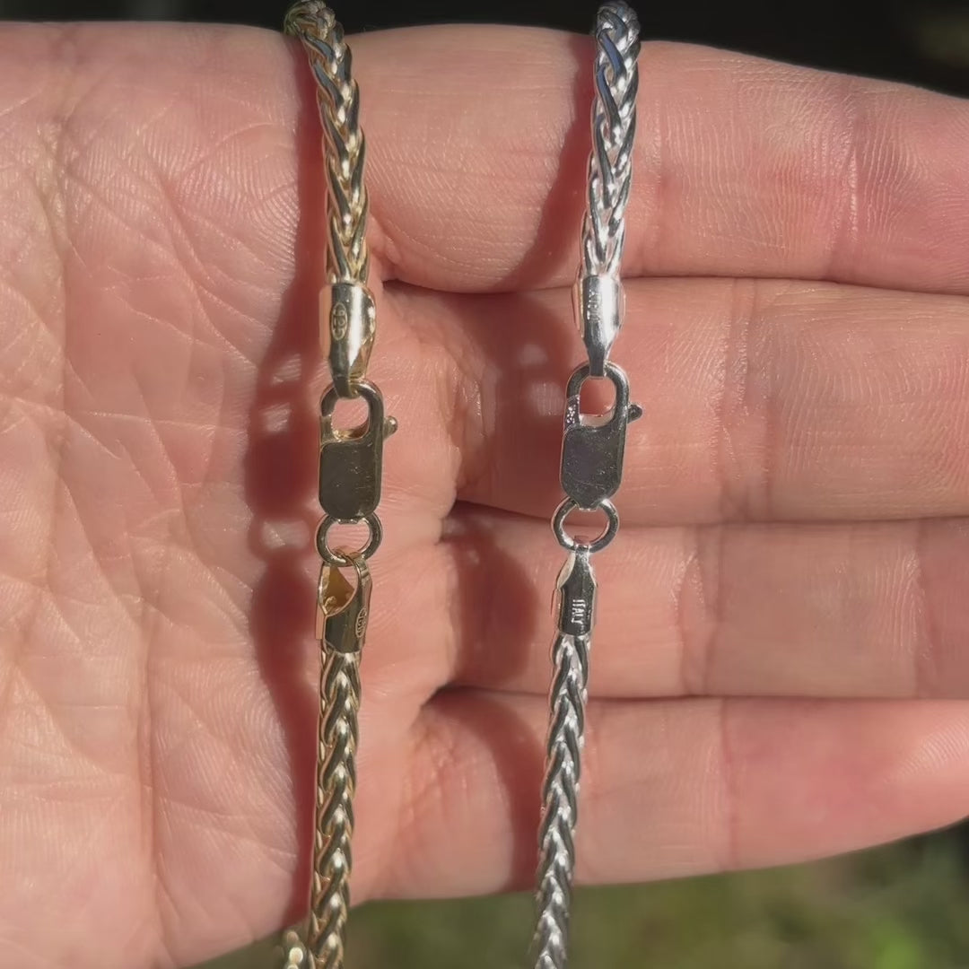 925 Sterling Silver 4mm Wheat Chain Necklace