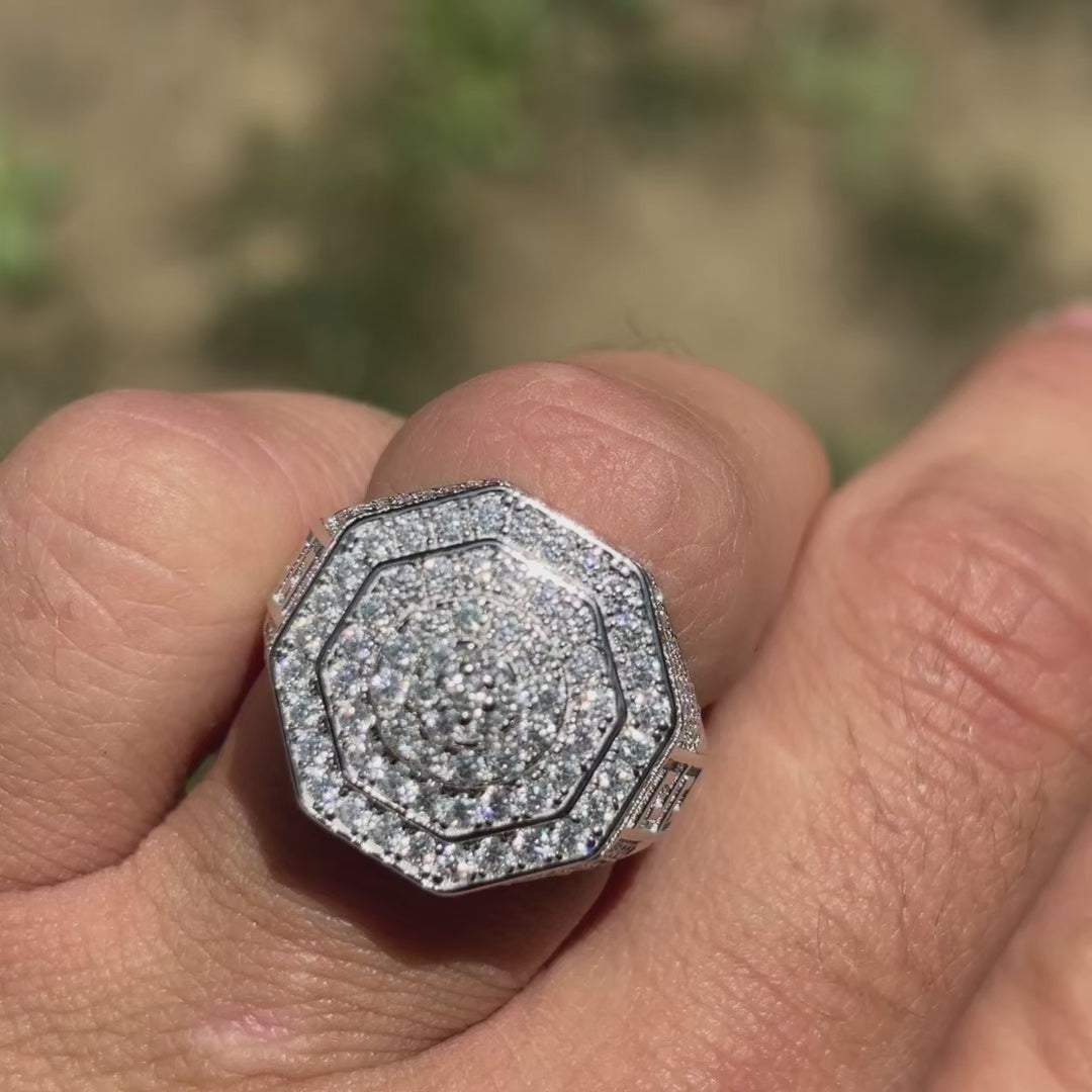 925 Sterling Silver Moissanite Octagon Shaped Ring