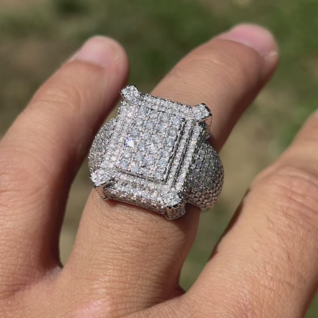 925 Sterling Silver Moissanite Cluster Ring