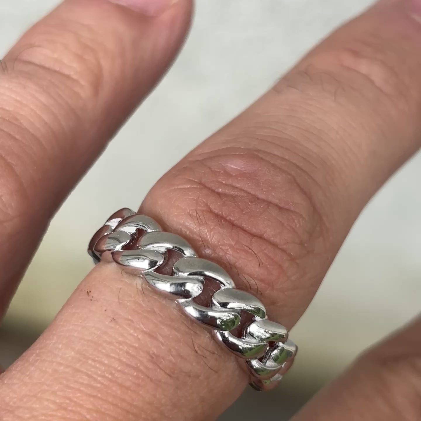 925 Sterling Silver Prong Cuban Ring