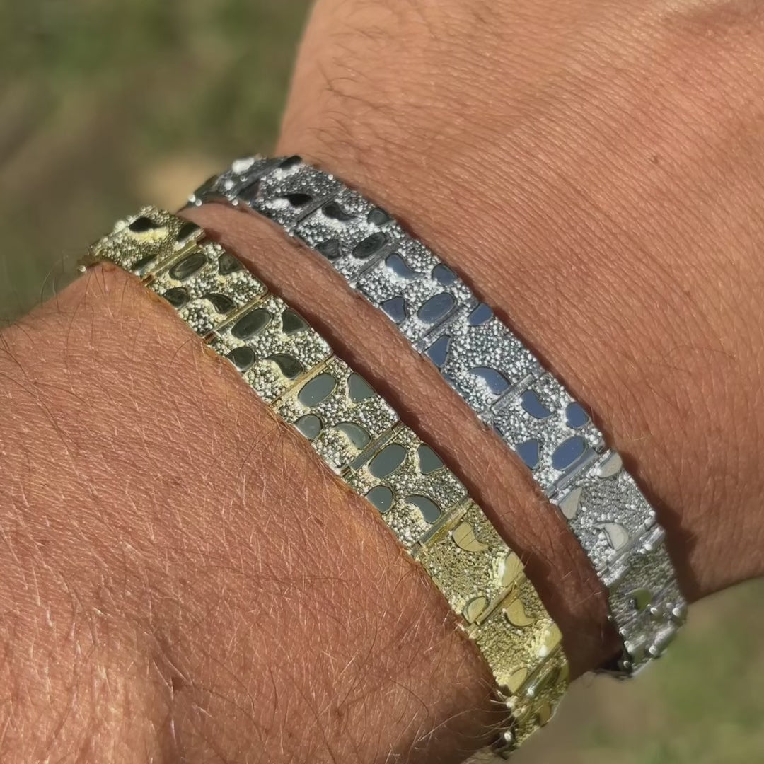 Bracelet à maillons pépites personnalisé en argent sterling 925 de 8 mm