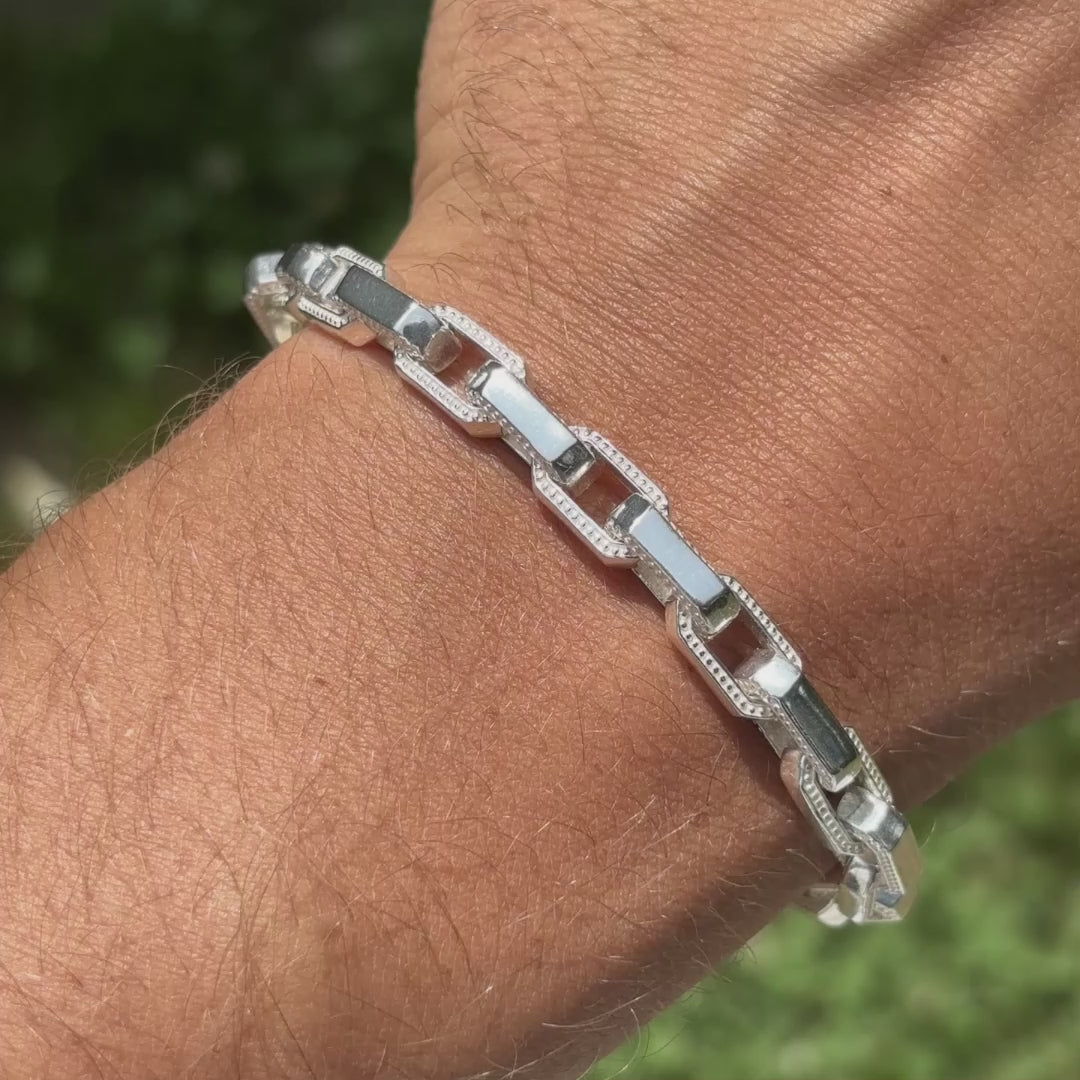Bracelet Hermès fantaisie en argent sterling 925 de 7 mm