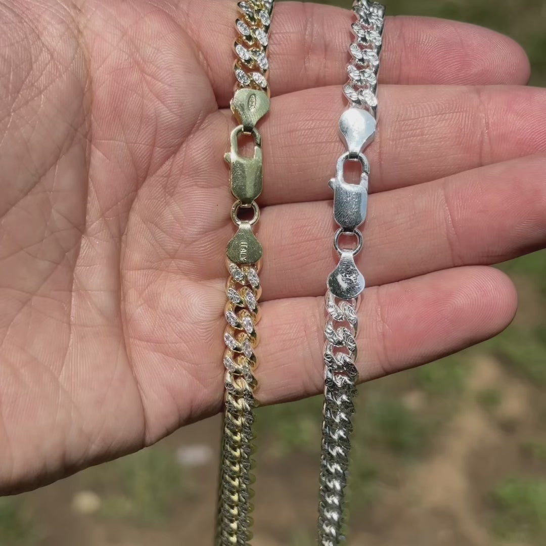 Collier en argent sterling 925 avec chaîne cubaine Miami taille diamant de 7 mm
