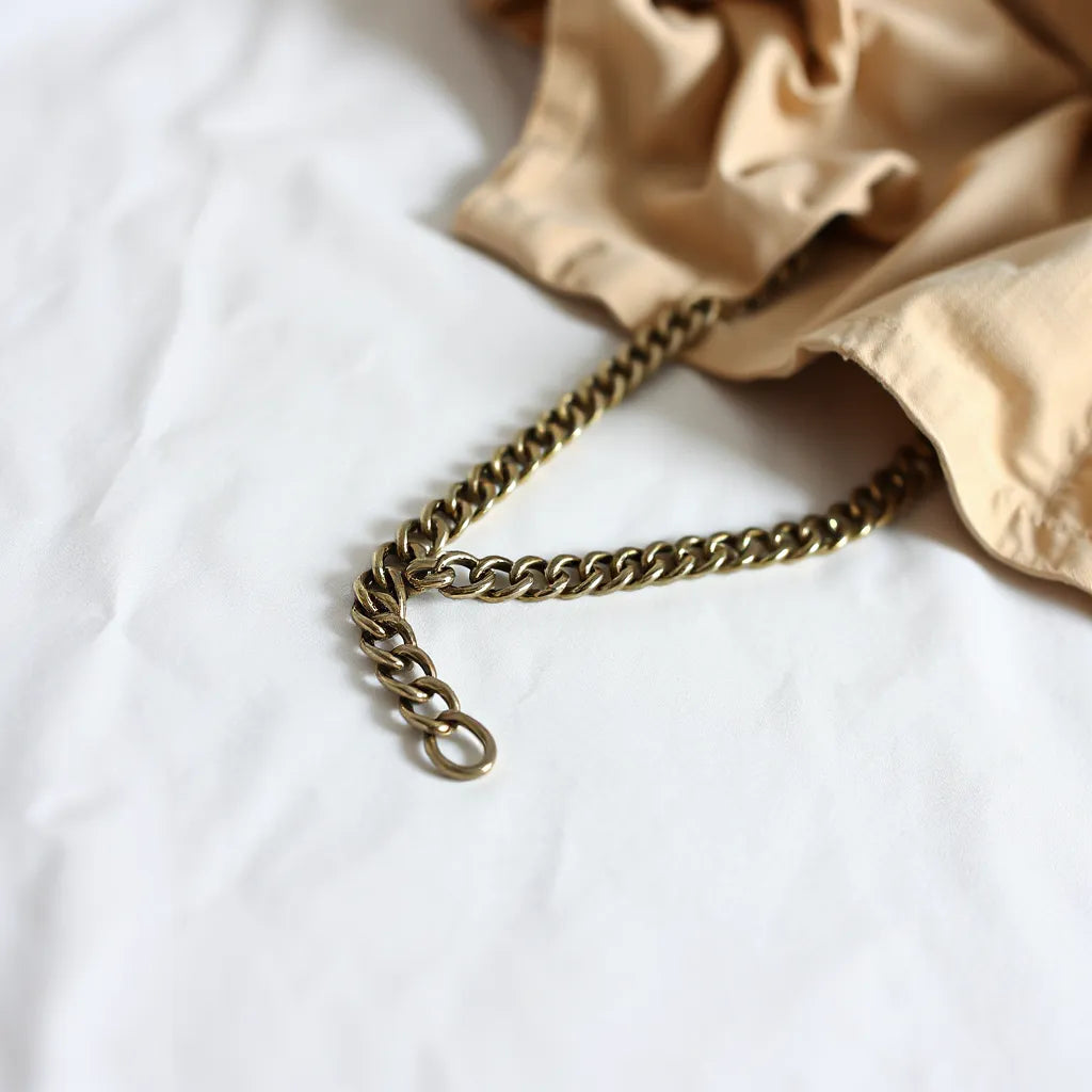 Miami cuban chain necklace with detailed gold links on a clean fabric background