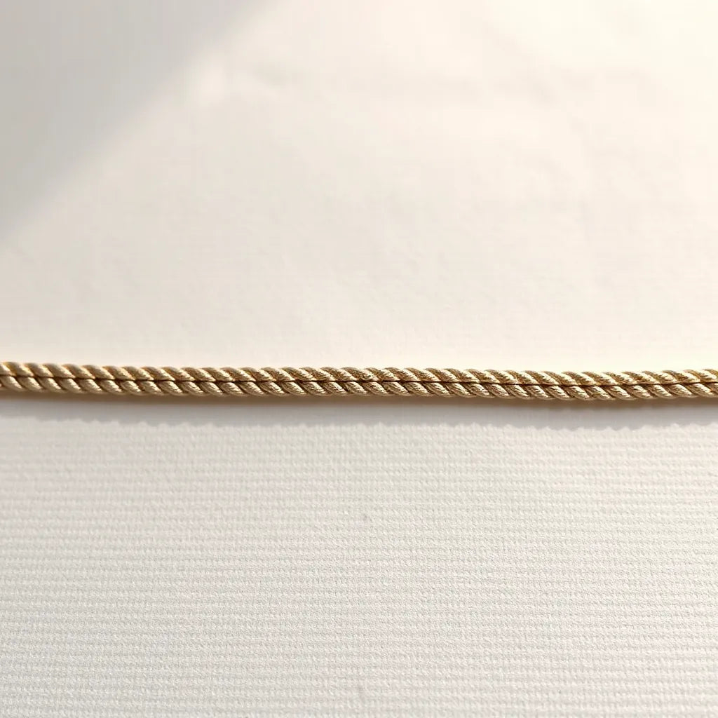 3mm diamond cut rope chain necklace with detailed reflective links on a light fabric background