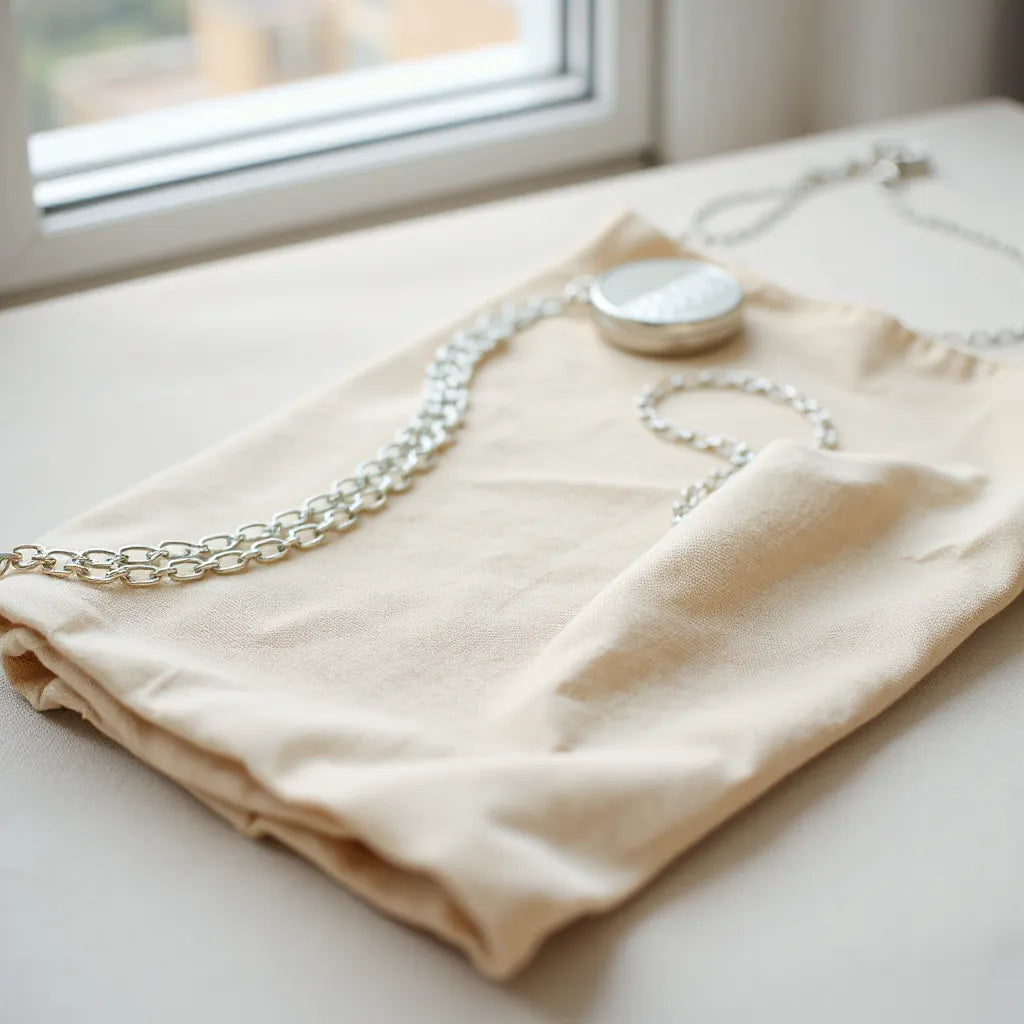 Delicate lightweight chain necklaces on neutral fabric under soft natural light