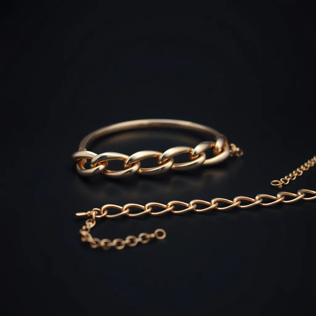 Shiny Miami Cuban link chains in interlocking segments with soft studio reflections on a dark background