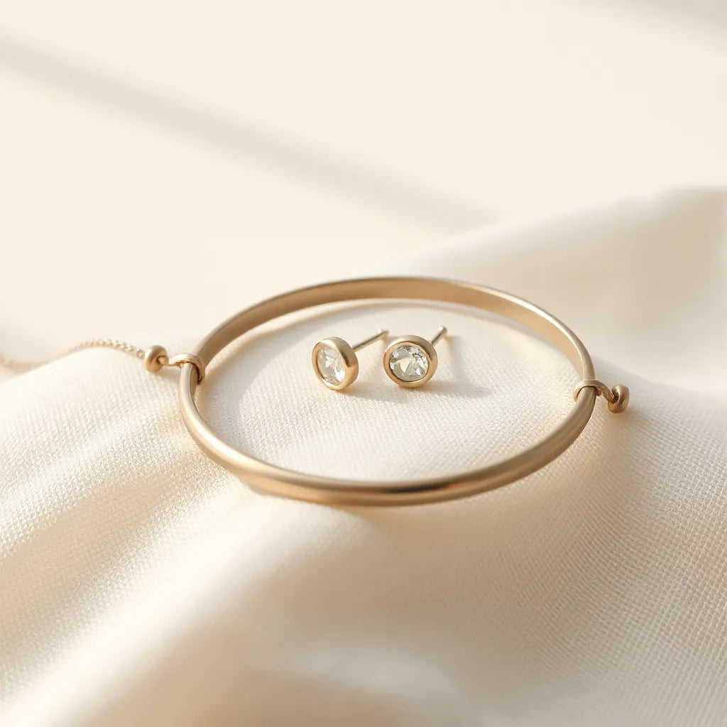 Assorted hypoallergenic jewelry pieces on a neutral fabric background, showcasing smooth polished surfaces
