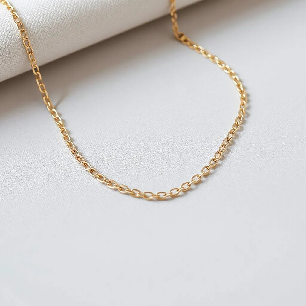 4mm Figaro chain necklace displayed on neutral fabric with clear link shine and texture