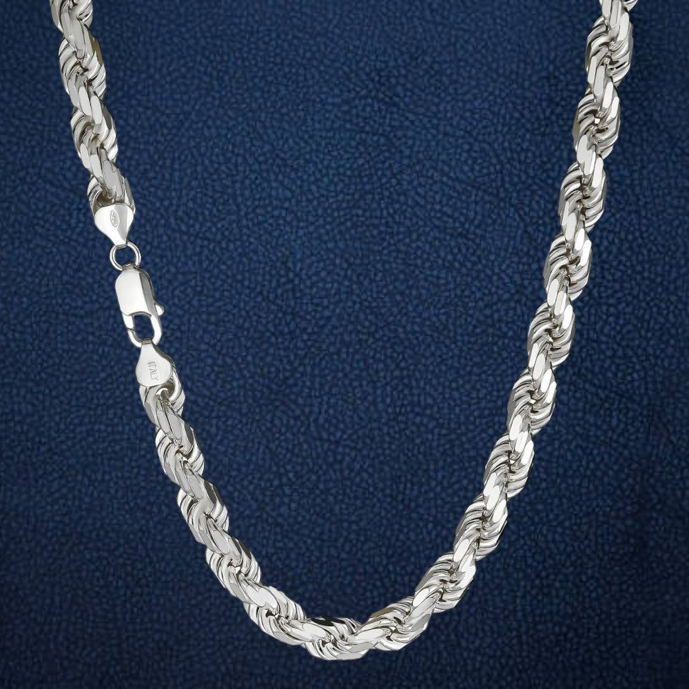 925 Mens Sterling Silver Rope Chain - Silver Rope Chain Necklace For ...