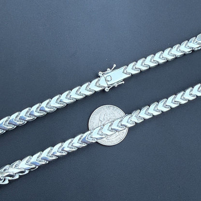 925 Sterling Silver 8mm Box Franco Chain Necklace